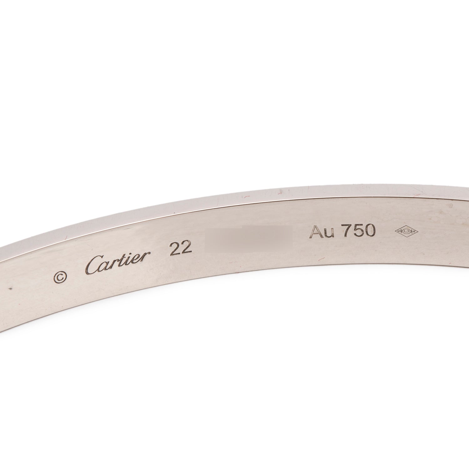 Cartier 18k White Gold Love Bracelet, Size 22