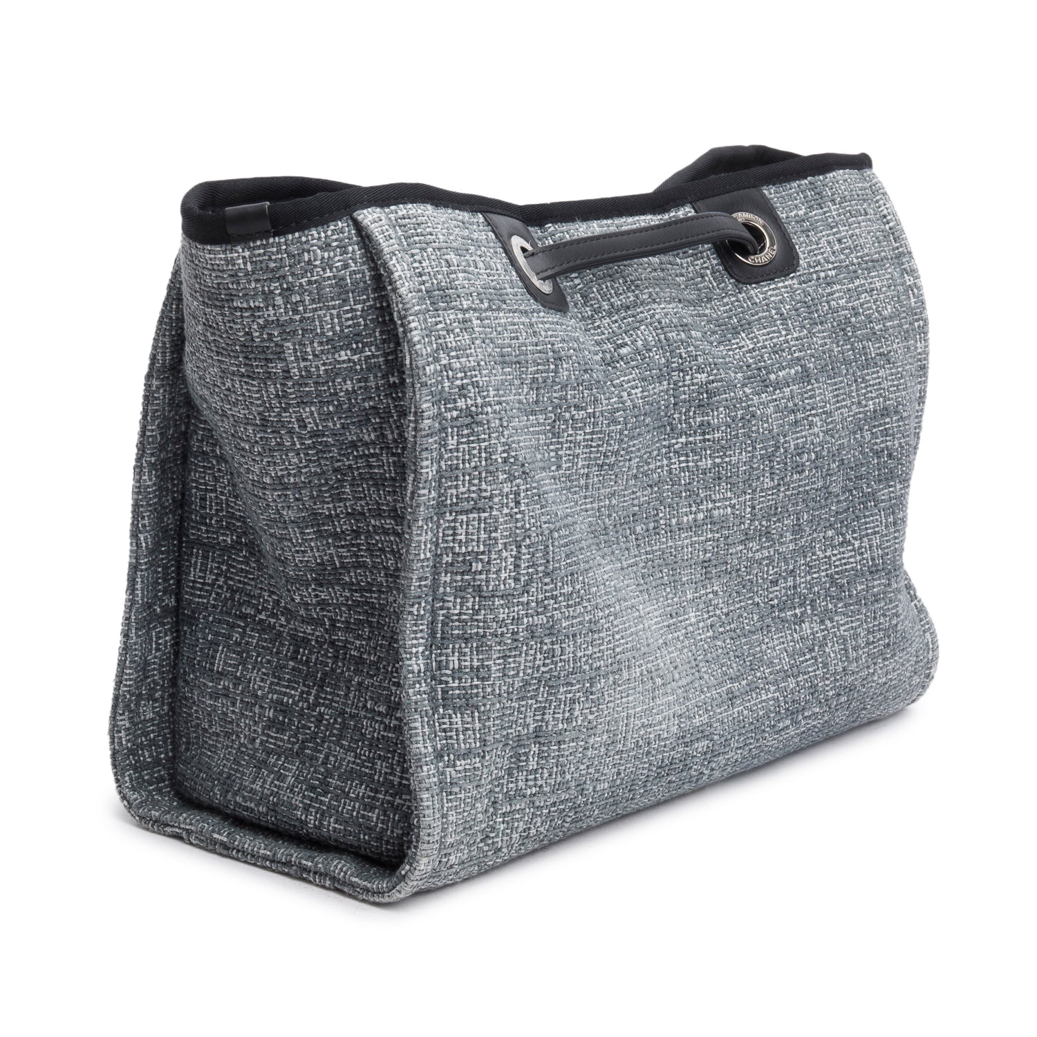 Chanel Grey Tweed Small Deauville Shopping Tote w/ Box & Authenticity Card