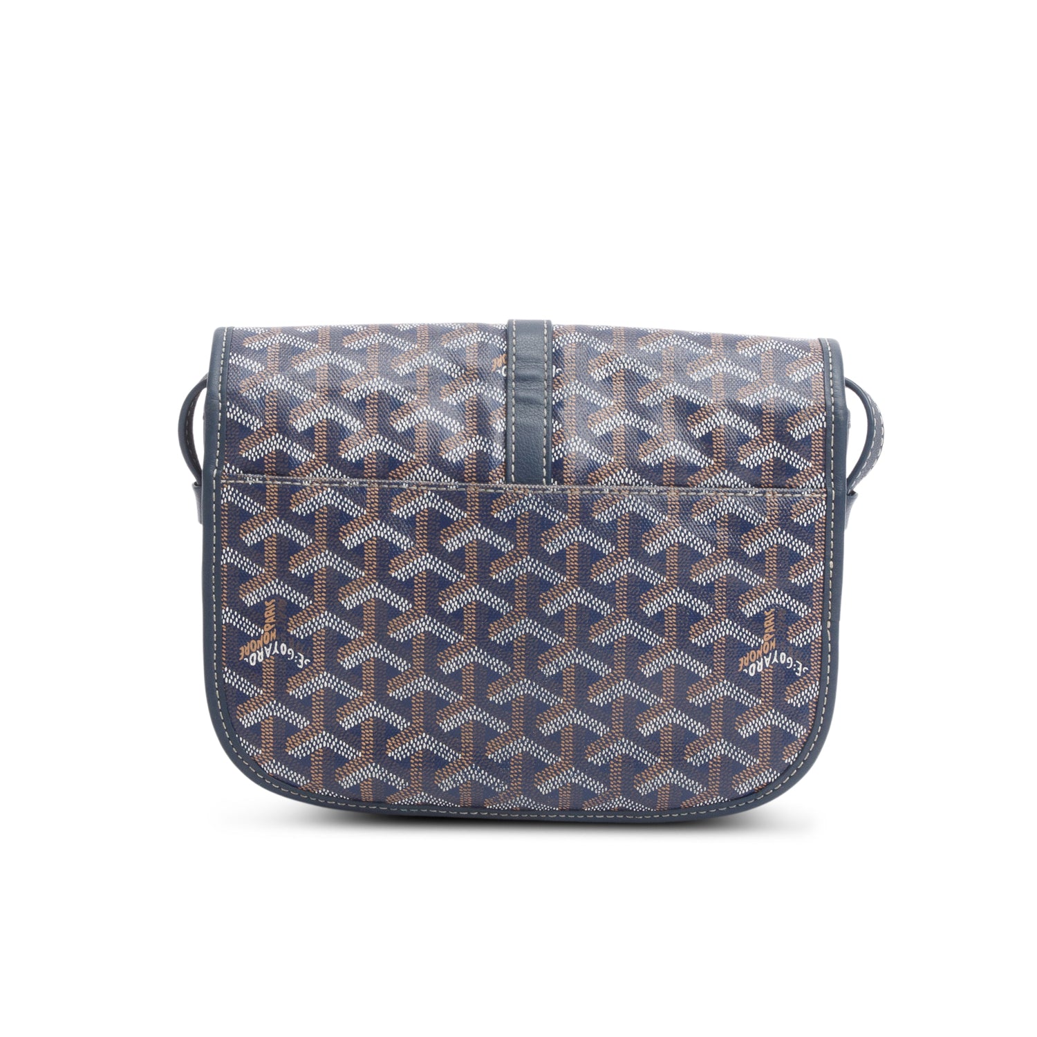 Goyard 2022 Blue Leather & Monogram Canvas Belvedere II PM Crossbody Bag w/ Box