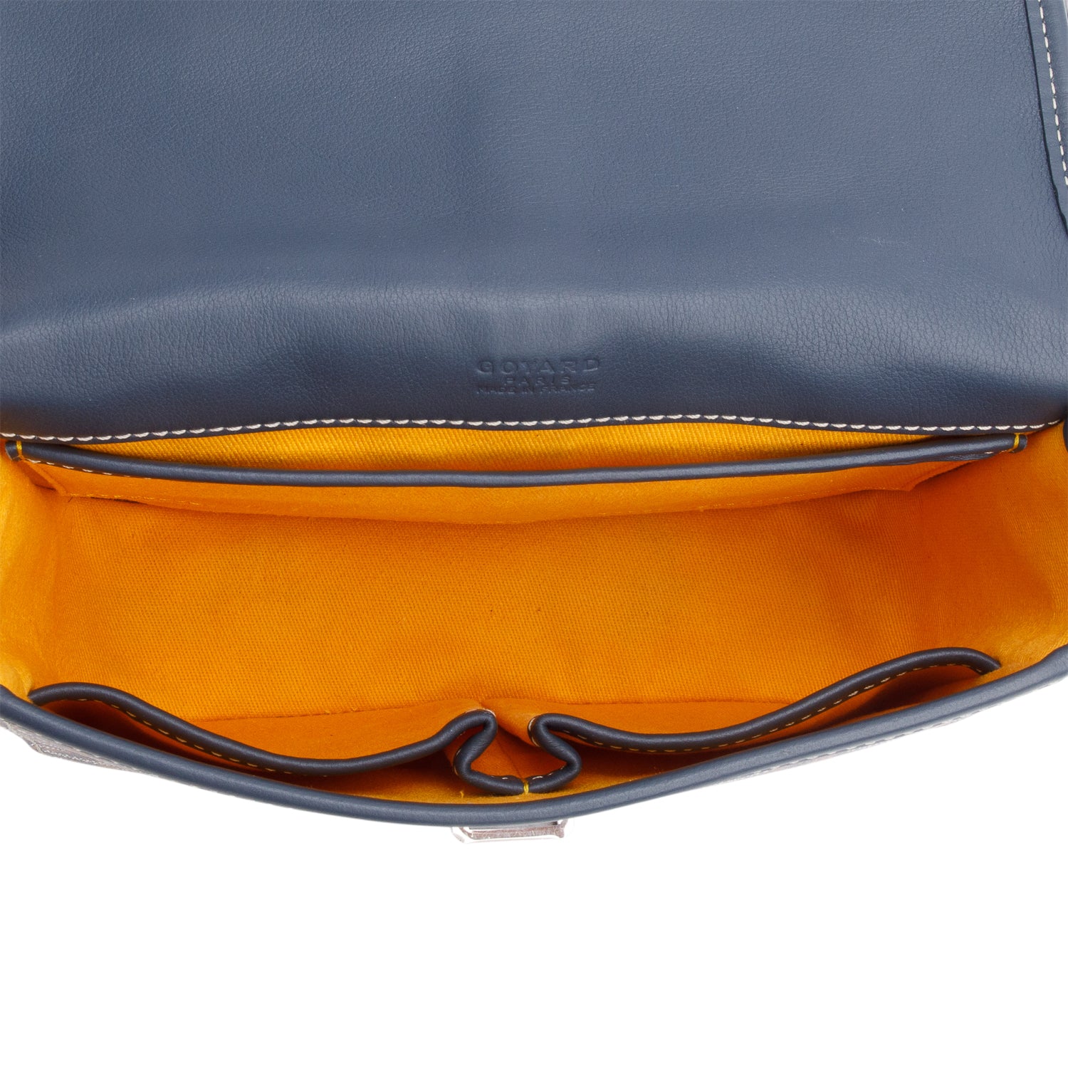 Goyard 2022 Blue Leather & Monogram Canvas Belvedere II PM Crossbody Bag w/ Box