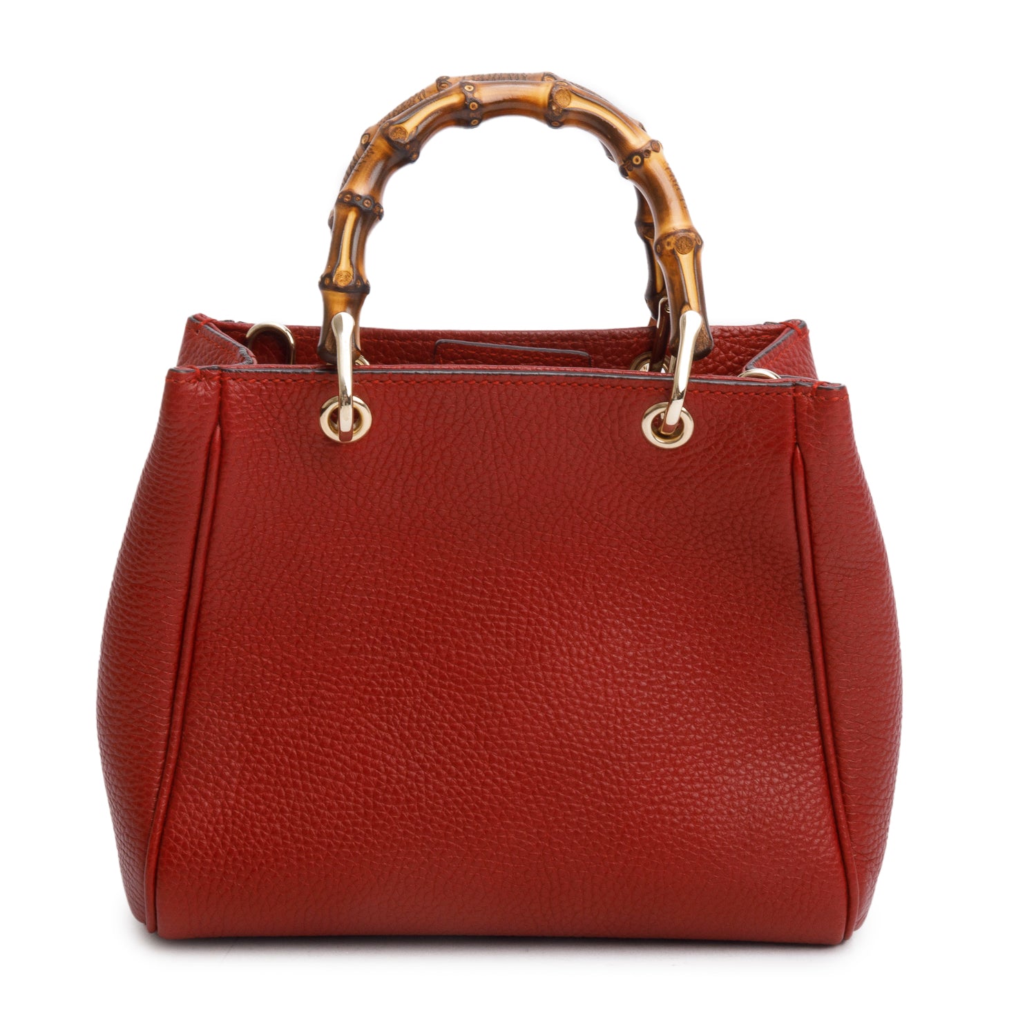 Gucci Red Calfskin Mini Bamboo Shopper Tote w/ Strap
