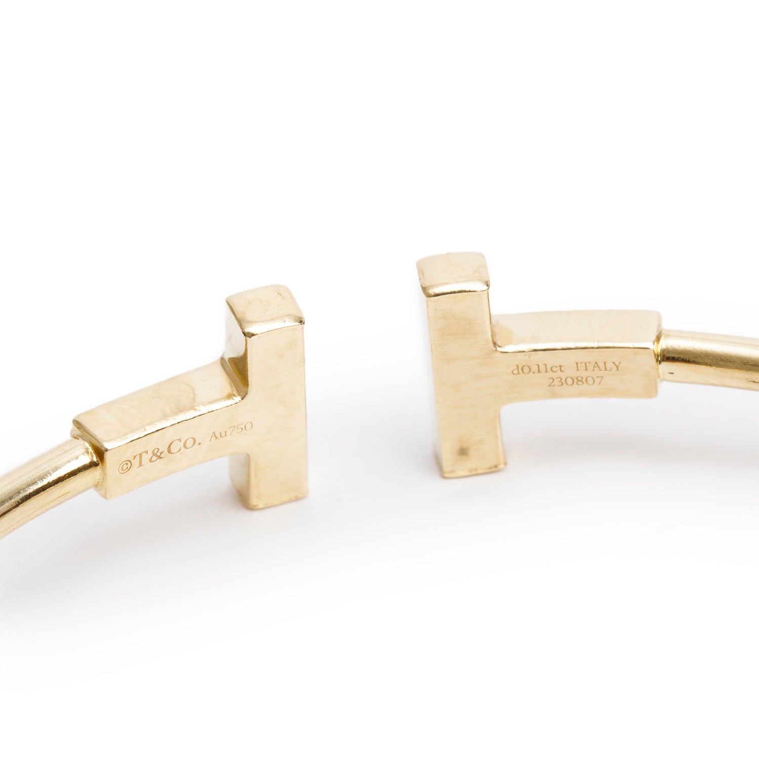 Tiffany & Co. 18k Yellow Gold & Diamond Turquoise T Wire Bracelet w/ Box
