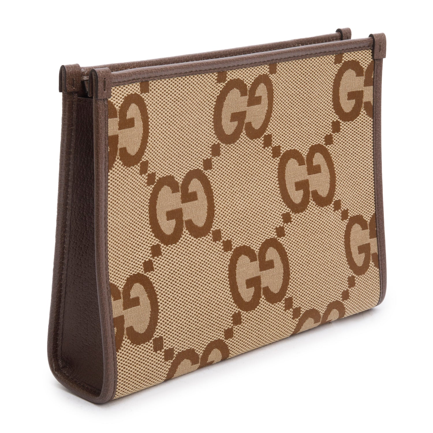 Gucci Brown Monogram Jumbo GG Dollar Calfskin Pouch