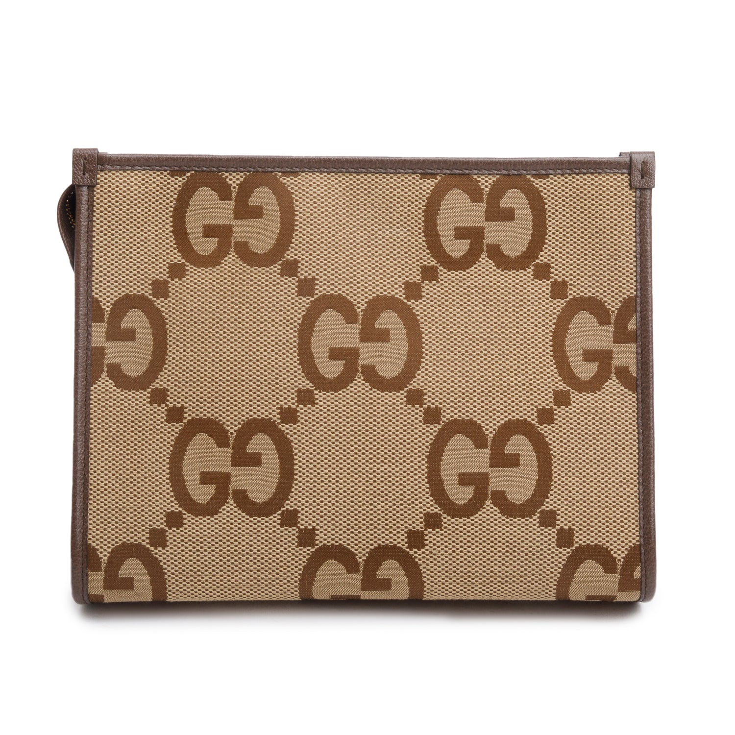 Gucci Brown Monogram Jumbo GG Dollar Calfskin Pouch