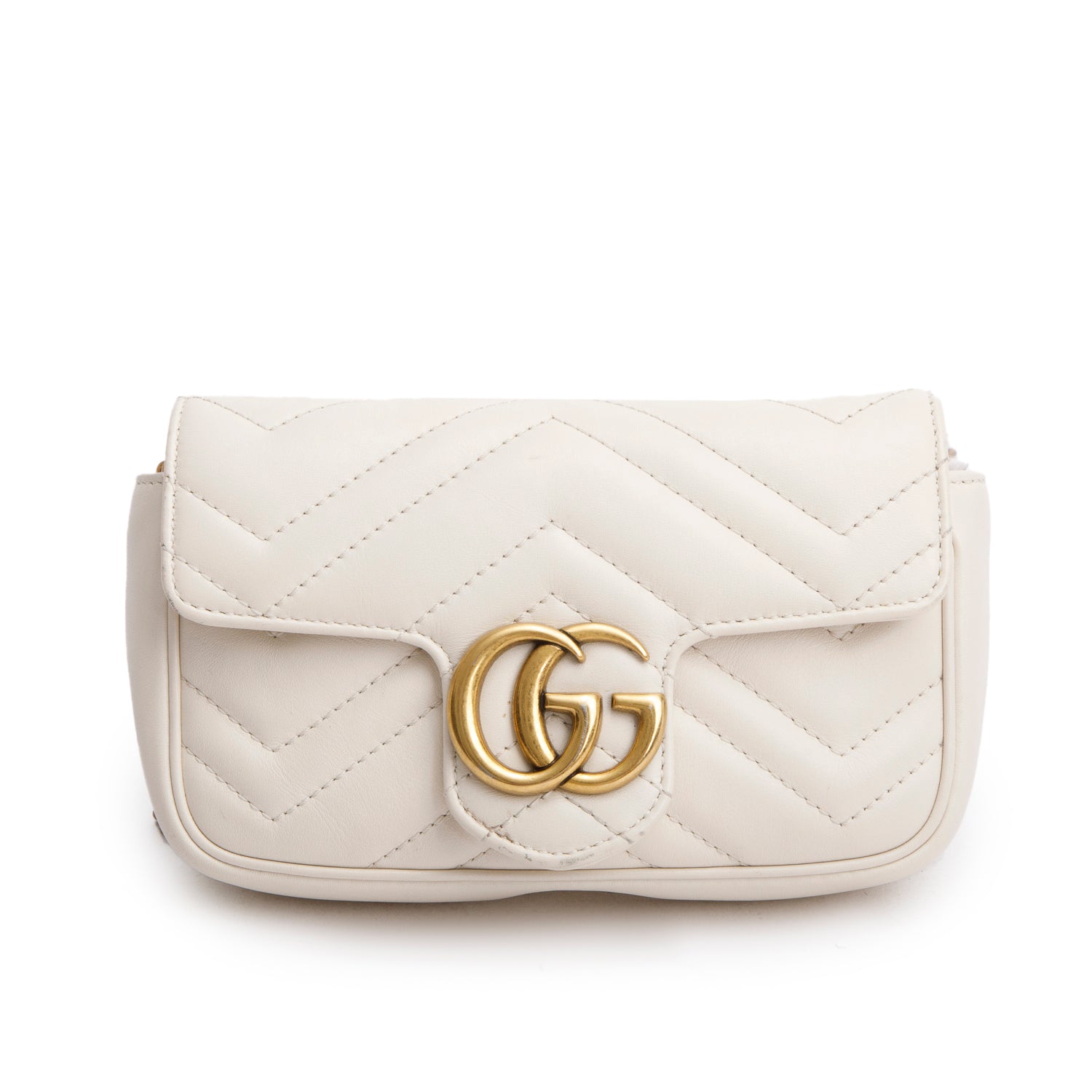 Gucci Cream GG Marmont Matelasse Leather Super Mini Bag