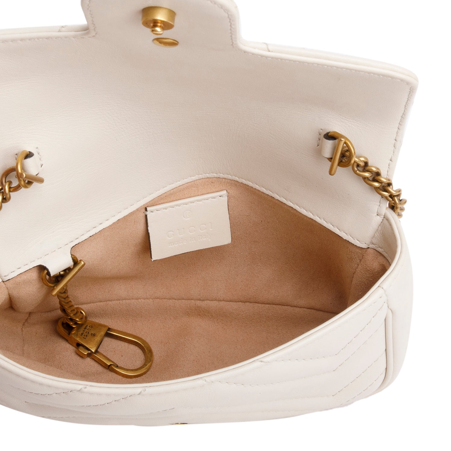 Gucci Cream GG Marmont Matelasse Leather Super Mini Bag
