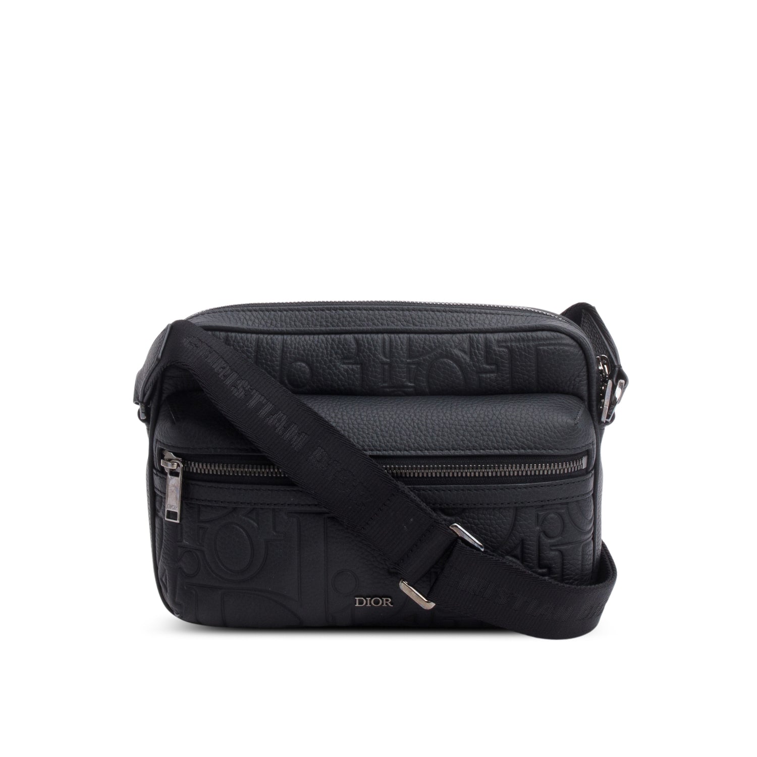 Christian Dior 2024 Black Embossed Calfskin Rider 2.0 Zipped Messenger Bag w/ Box