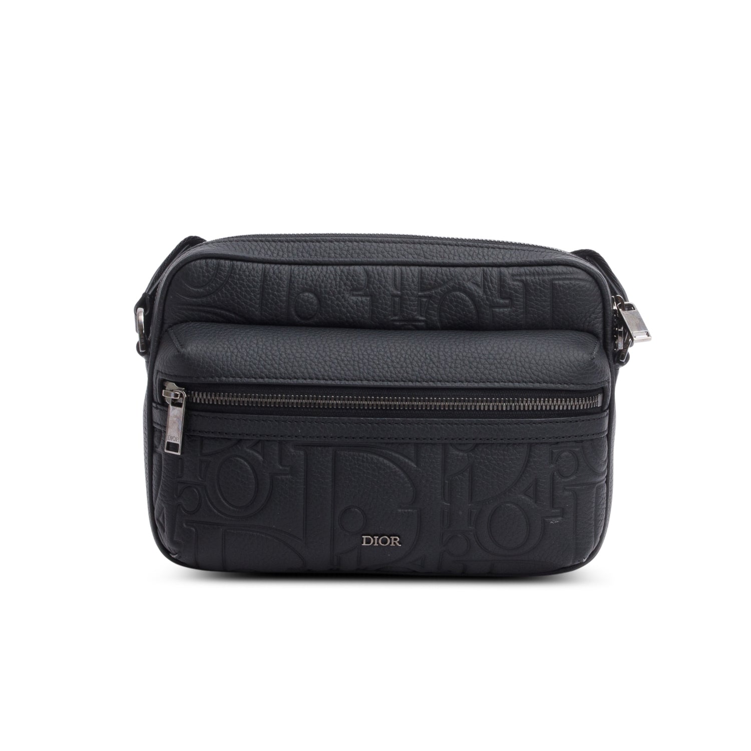 Christian Dior 2024 Black Embossed Calfskin Rider 2.0 Zipped Messenger Bag w/ Box