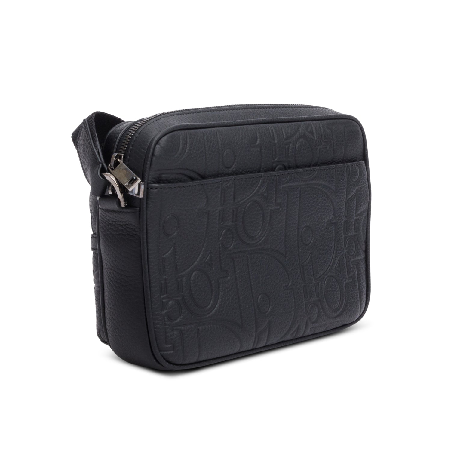 Christian Dior 2024 Black Embossed Calfskin Rider 2.0 Zipped Messenger Bag w/ Box
