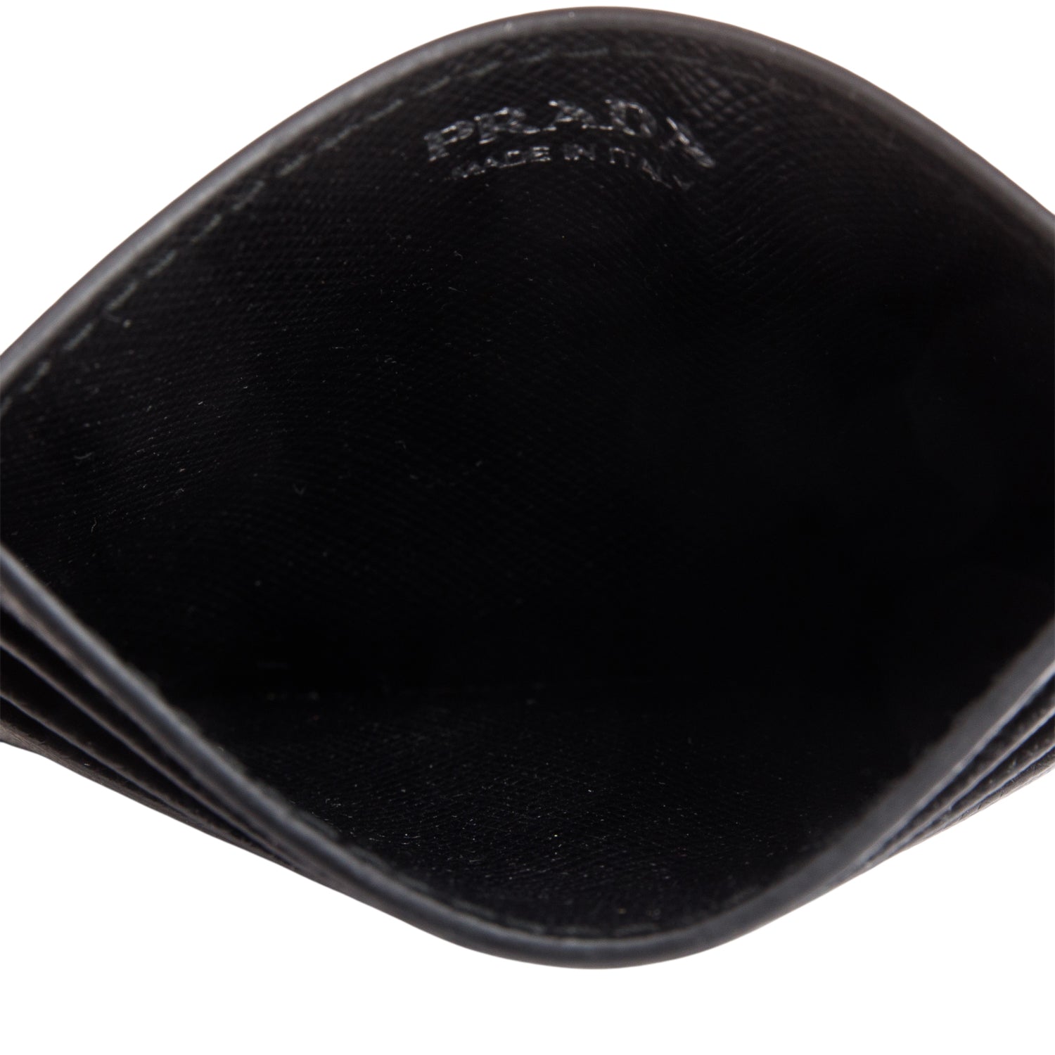 Prada 2020 Black Saffiano Leather Triangle Card Case w/ Box & Authenticity Card