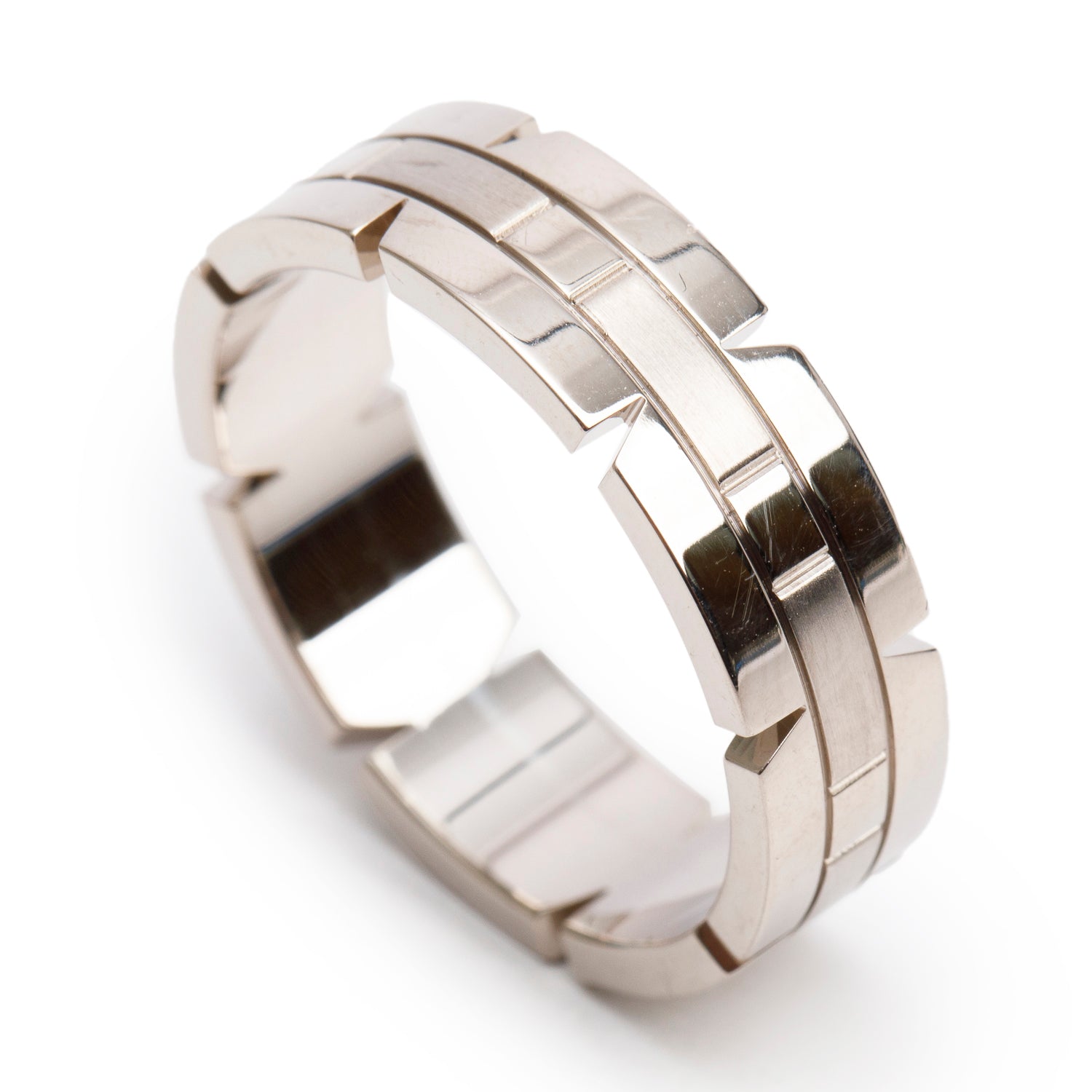 Cartier 18k White Gold Tank Francaise Ring, Size 69 12.75