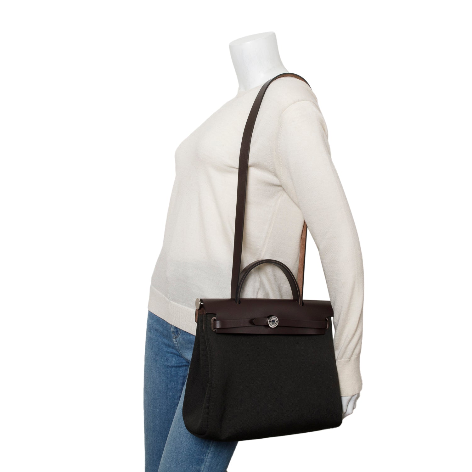 Hermes 2024 Dark Bronze/Ebene Toile Militaire Vache Hunter Herbag Zip 31 w/ Box & Receipt