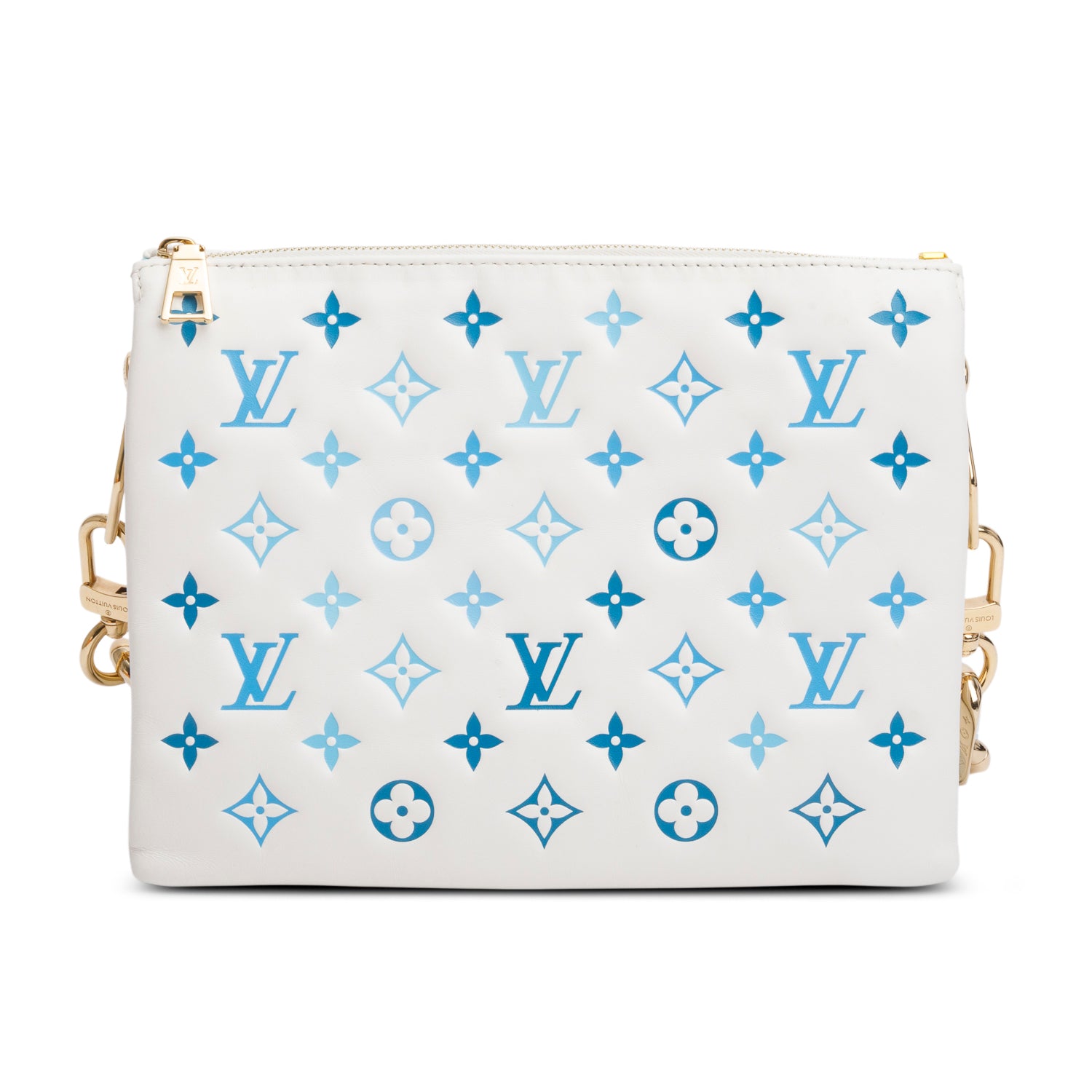 Louis Vuitton 2024 White Lambskin Embossed Monogram By The Pool Coussin PM w/ Box, Scarf & Receipt