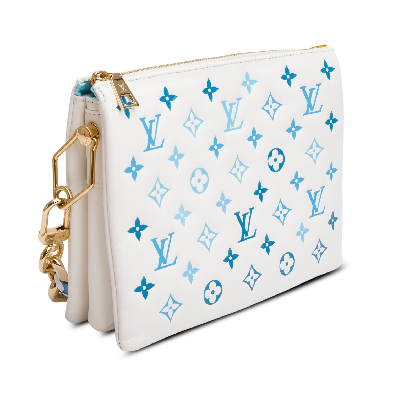 Louis Vuitton 2024 White Lambskin Embossed Monogram By The Pool Coussin PM w/ Box, Scarf & Receipt