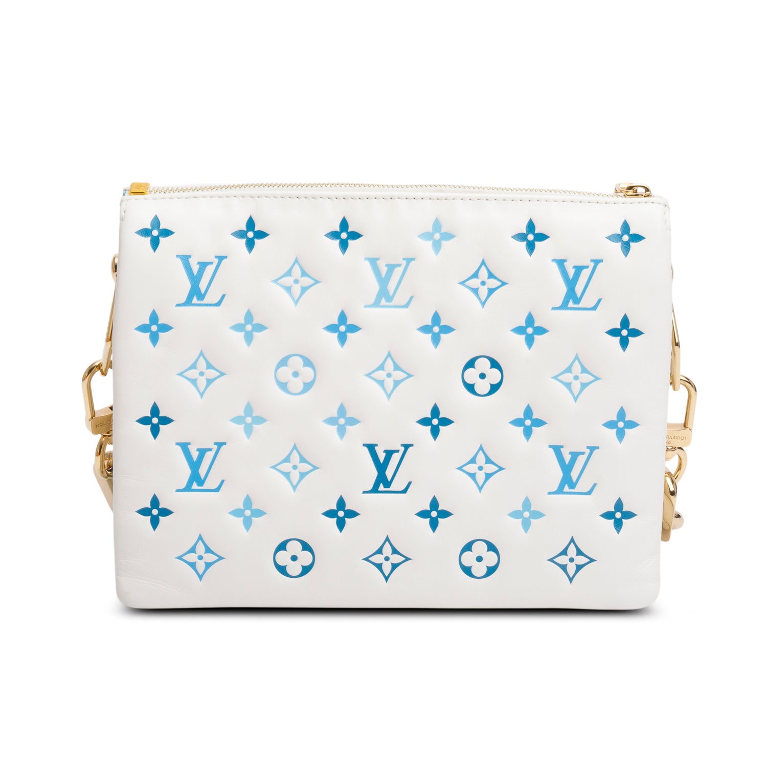 Louis Vuitton 2024 White Lambskin Embossed Monogram By The Pool Coussin PM w/ Box, Scarf & Receipt