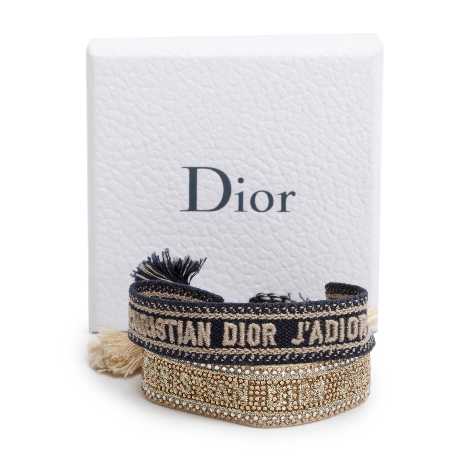 Christian Dior Woven Cotton Oblique J'Adior Friendship Bracelet Set w/ Box