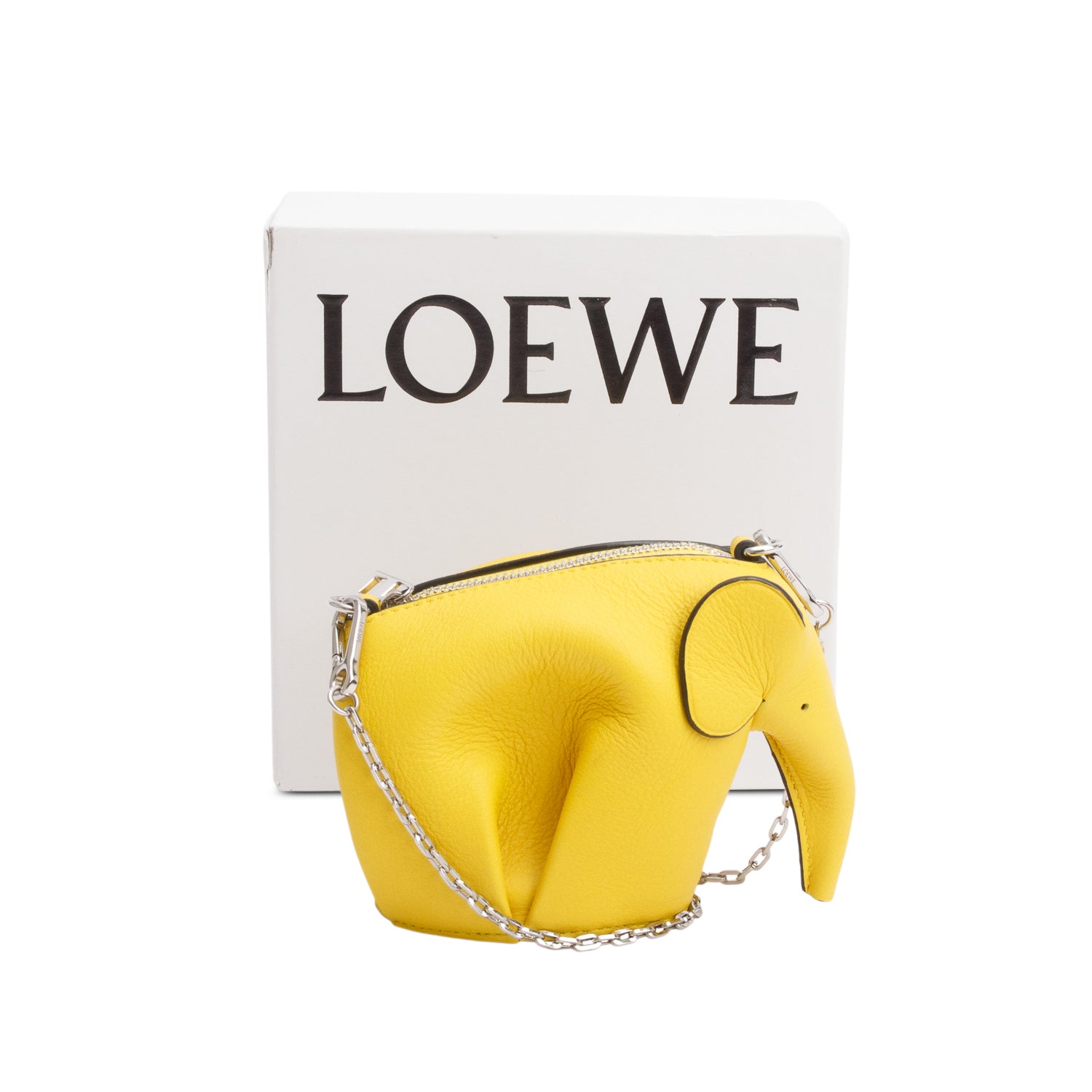 Loewe Yellow Calfskin Mini Elephant Crossbody Pouch w/ Box