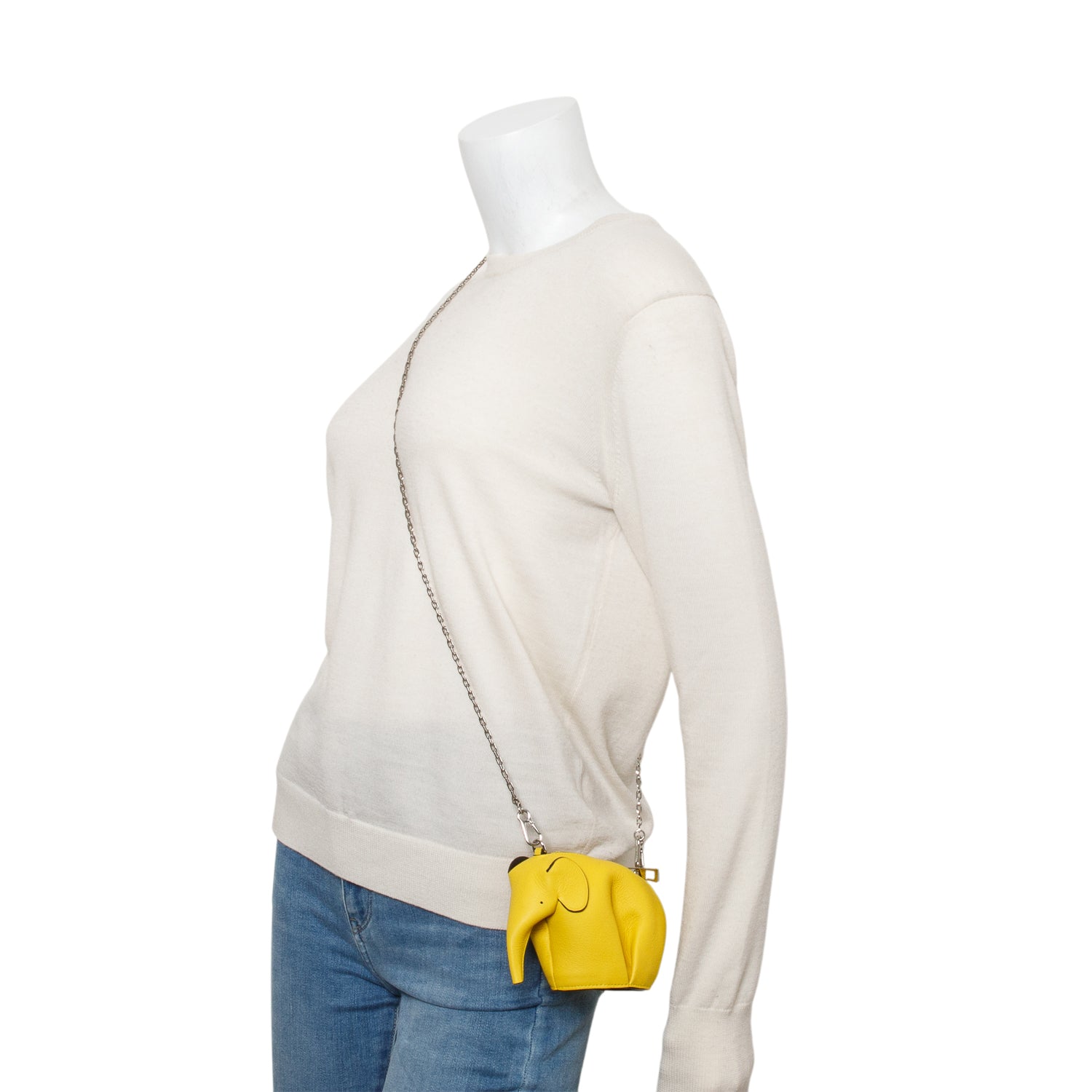 Loewe Yellow Calfskin Mini Elephant Crossbody Pouch w/ Box