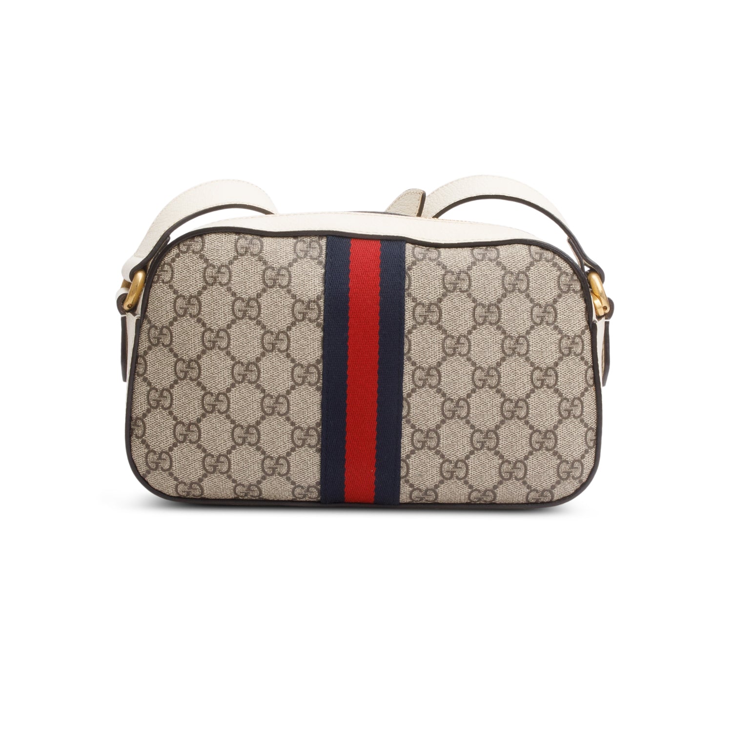 Gucci GG Supreme Monogram Textured Calfskin Web Small Ophidia Camera Bag w/ Box