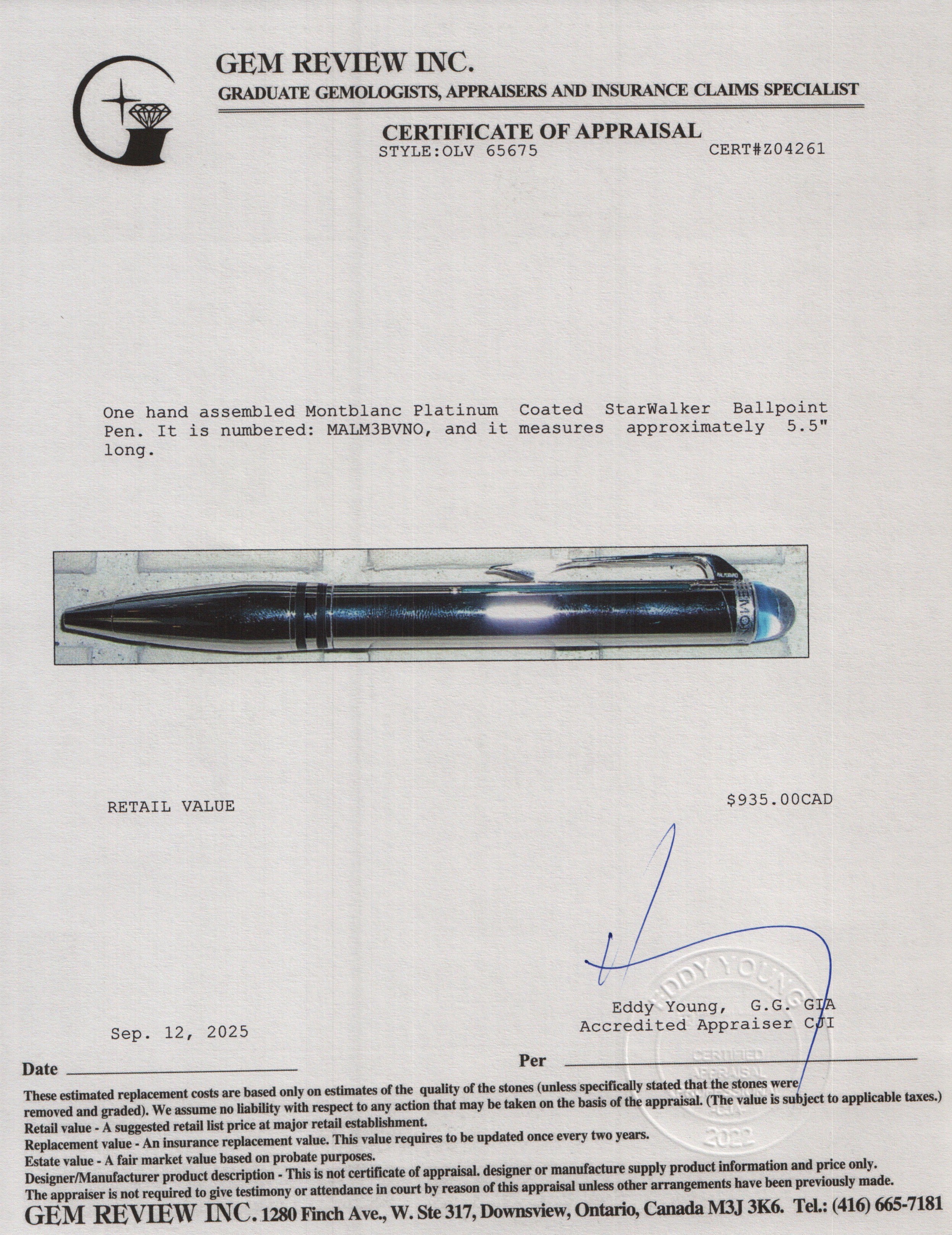 Montblanc Platinum Coated StarWalker Ballpoint Pen w/ Box