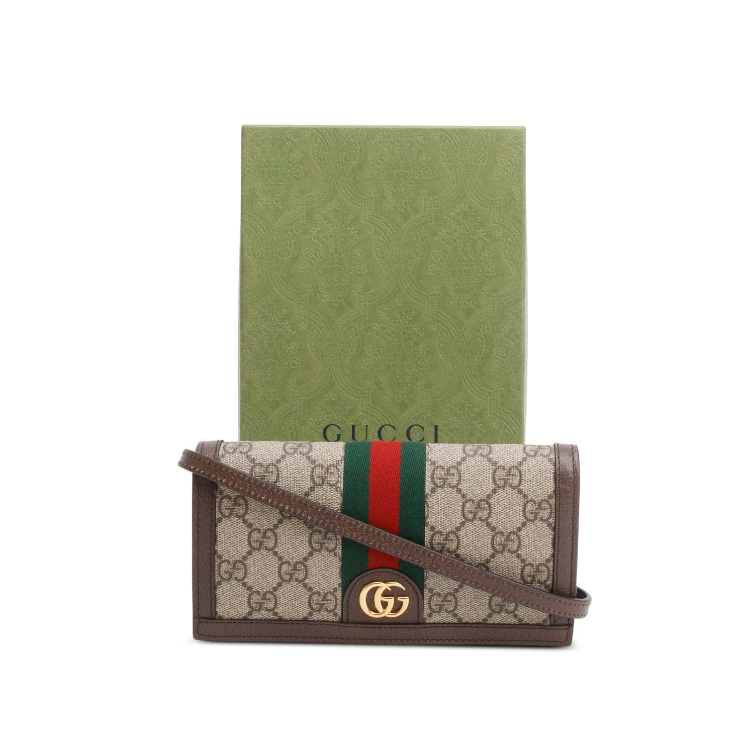 Gucci GG Supreme Monogram Web Ophidia Wallet on Chain w/ Box & Strap
