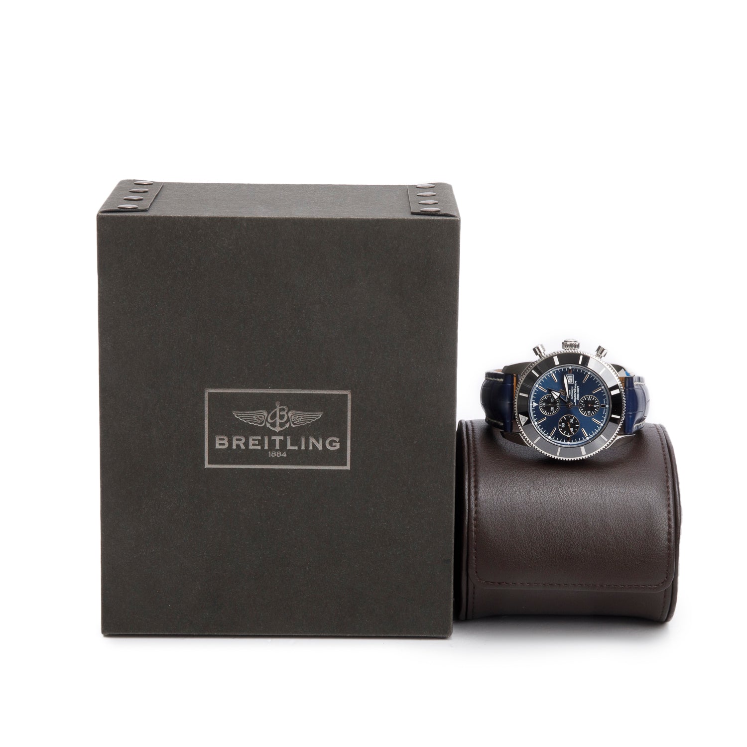 Breitling Stainless Steel Superocean Heritage II 46 MM Automatic Chronograph Watch Blue Dial A13312 w/ Box