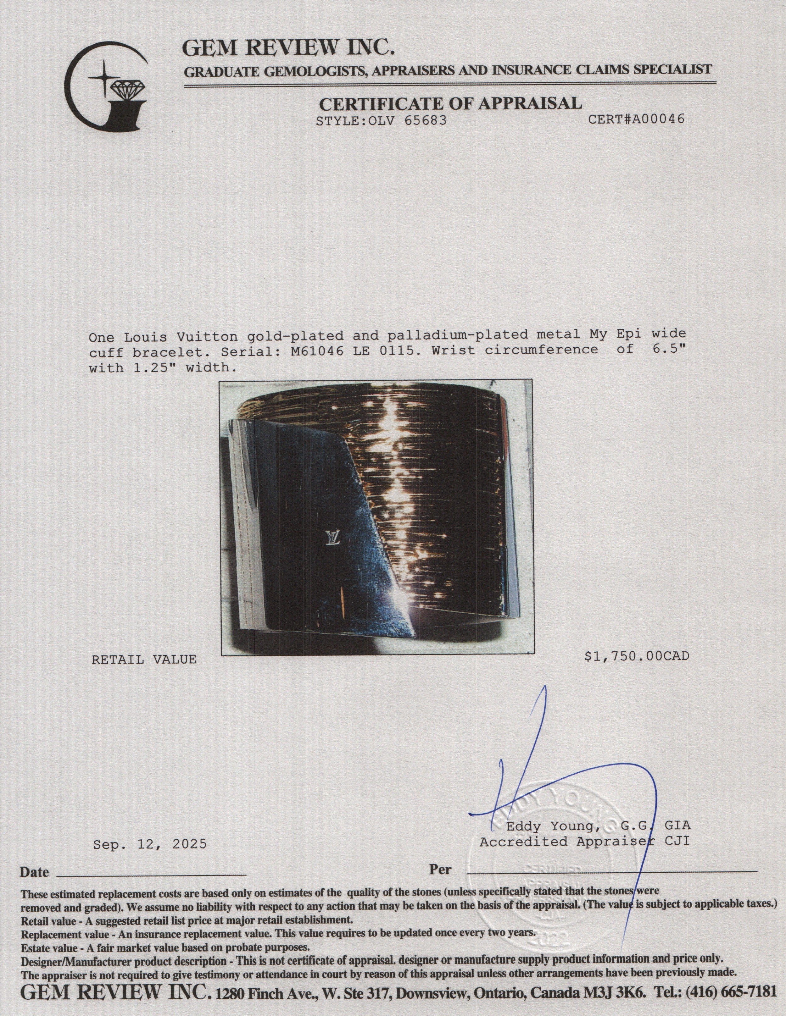 Louis Vuitton Two-Tone Metal My Epi Wide Cuff Bracelet