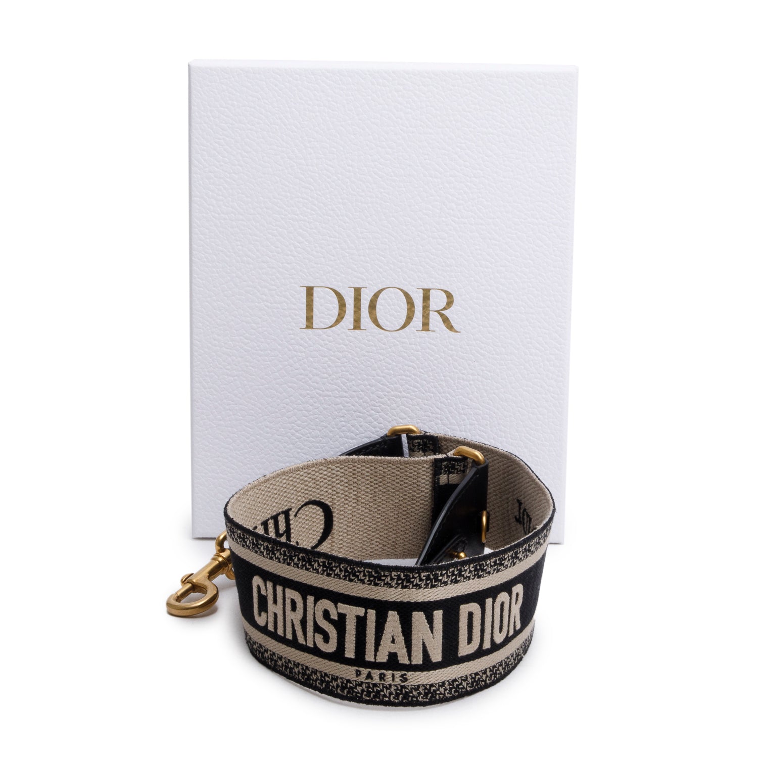 Christian Dior Navy/Beige Embroidered Woven Shoulder Strap w/ Box
