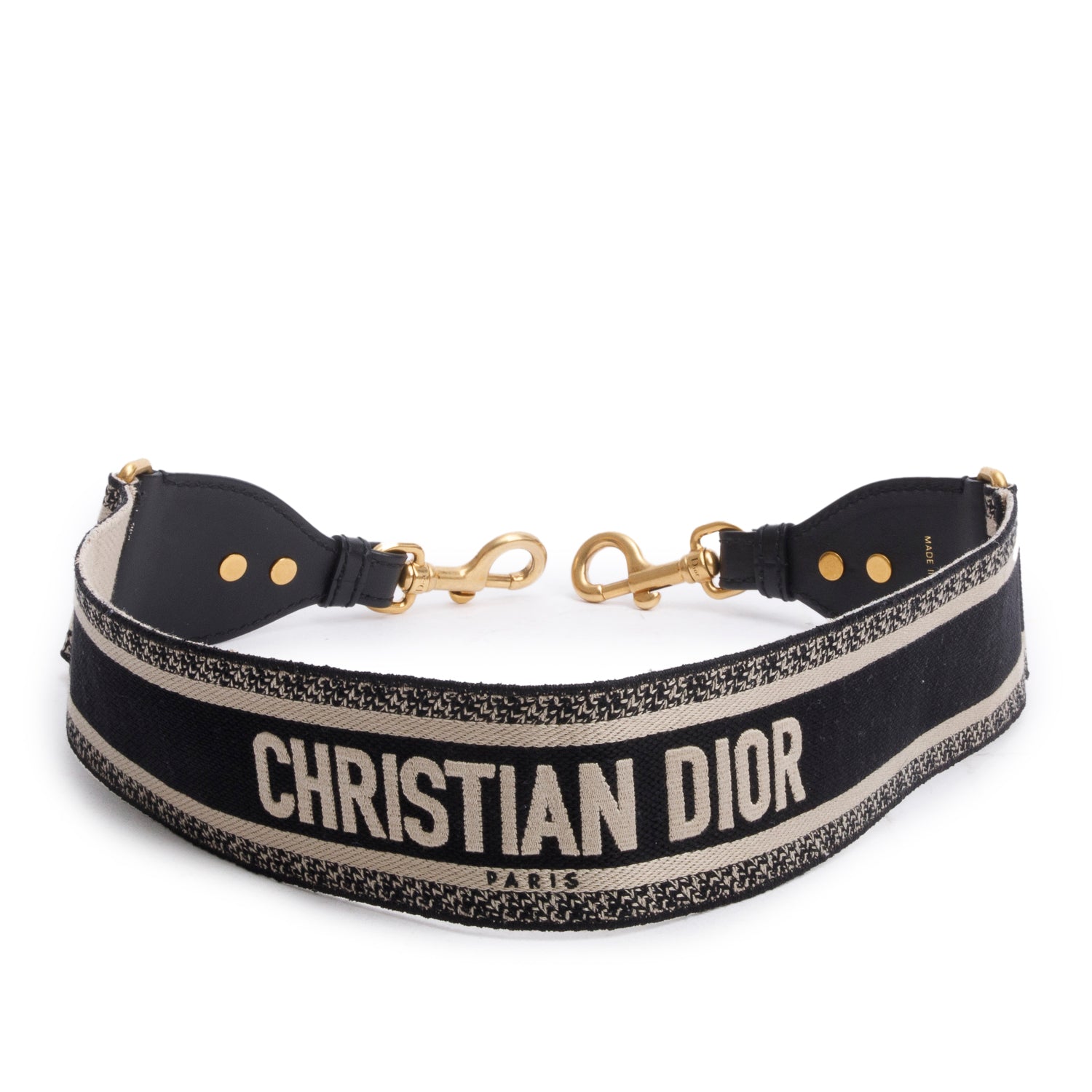 Christian Dior Navy/Beige Embroidered Woven Shoulder Strap w/ Box