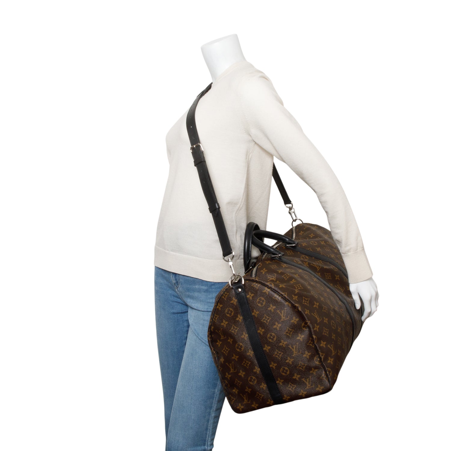 Louis Vuitton Monogram Macassar Keepall Bandouliere 55 w/ Strap