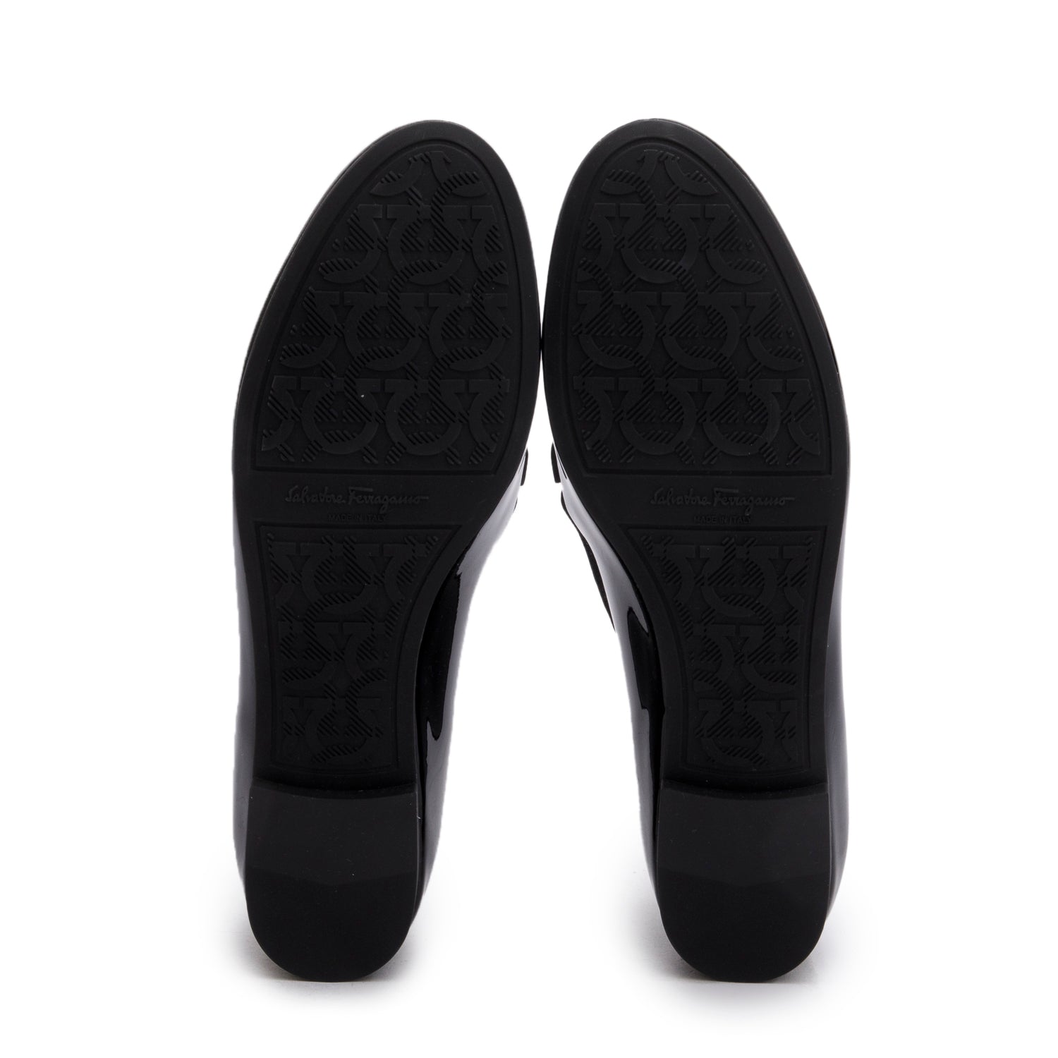 Salvatore Ferragamo Black Patent Leather Trifoglio Loafers, Size 7.5 w/ Box