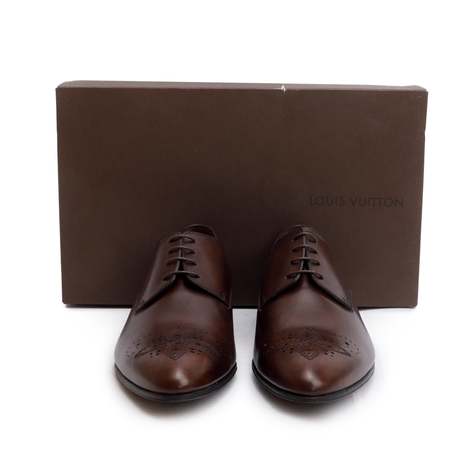 Louis Vuitton Brown Leather Mayflower Derby Shoes, Men's Size 8.5 w/ Box