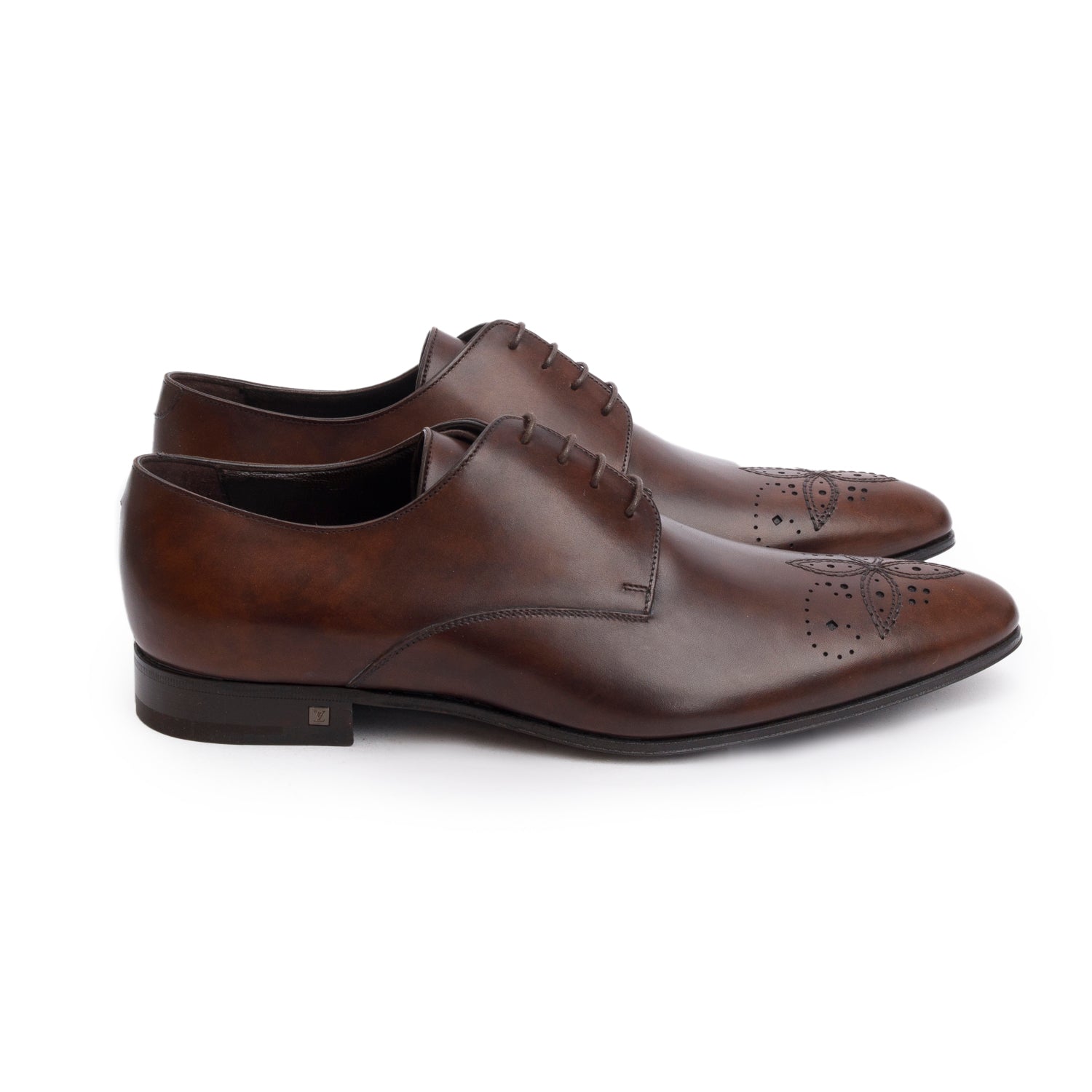 Louis Vuitton Brown Leather Mayflower Derby Shoes, Men's Size 8.5 w/ Box