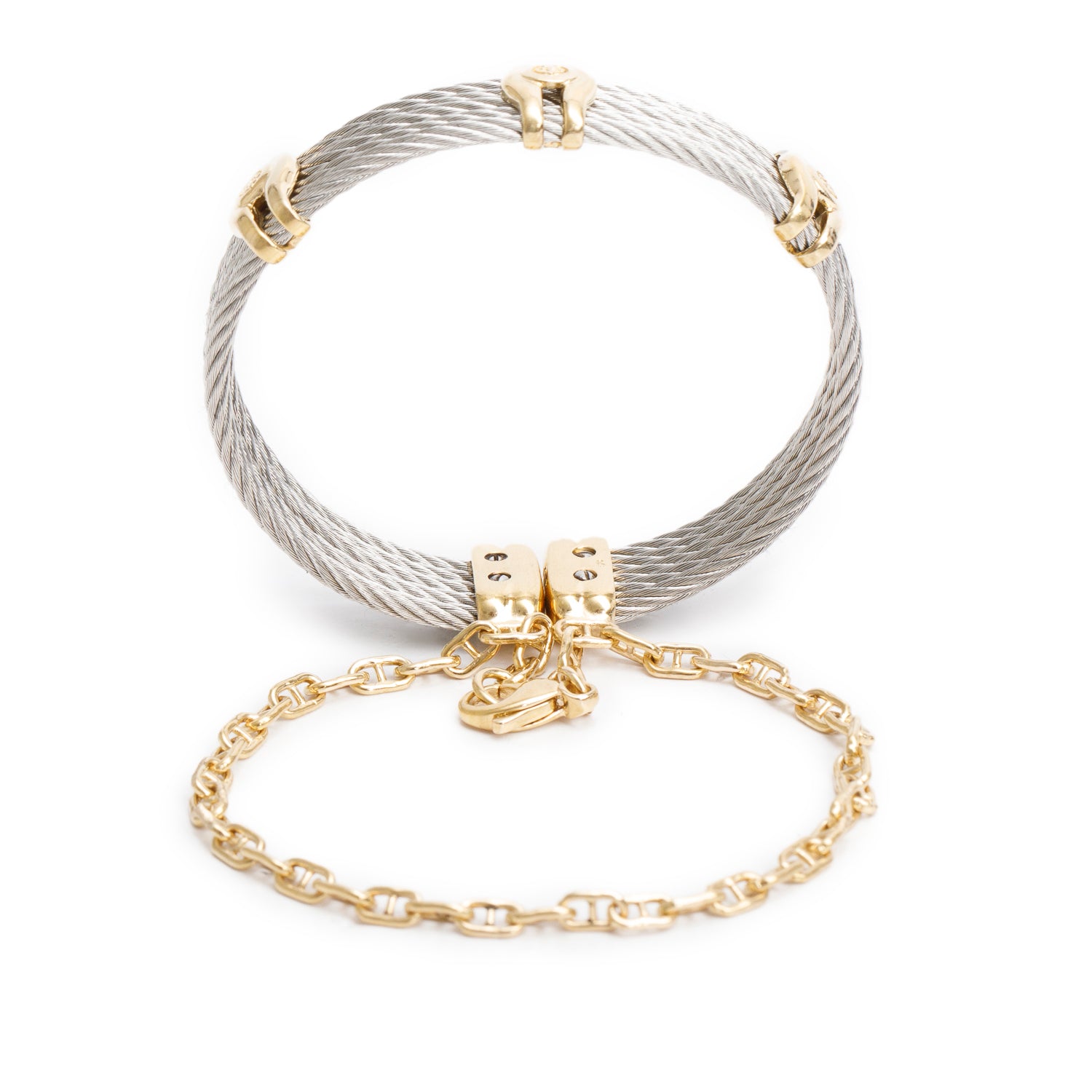 Charriol Two-Tone Stainless Steel 5 Row Three-Station Cable Bracelet