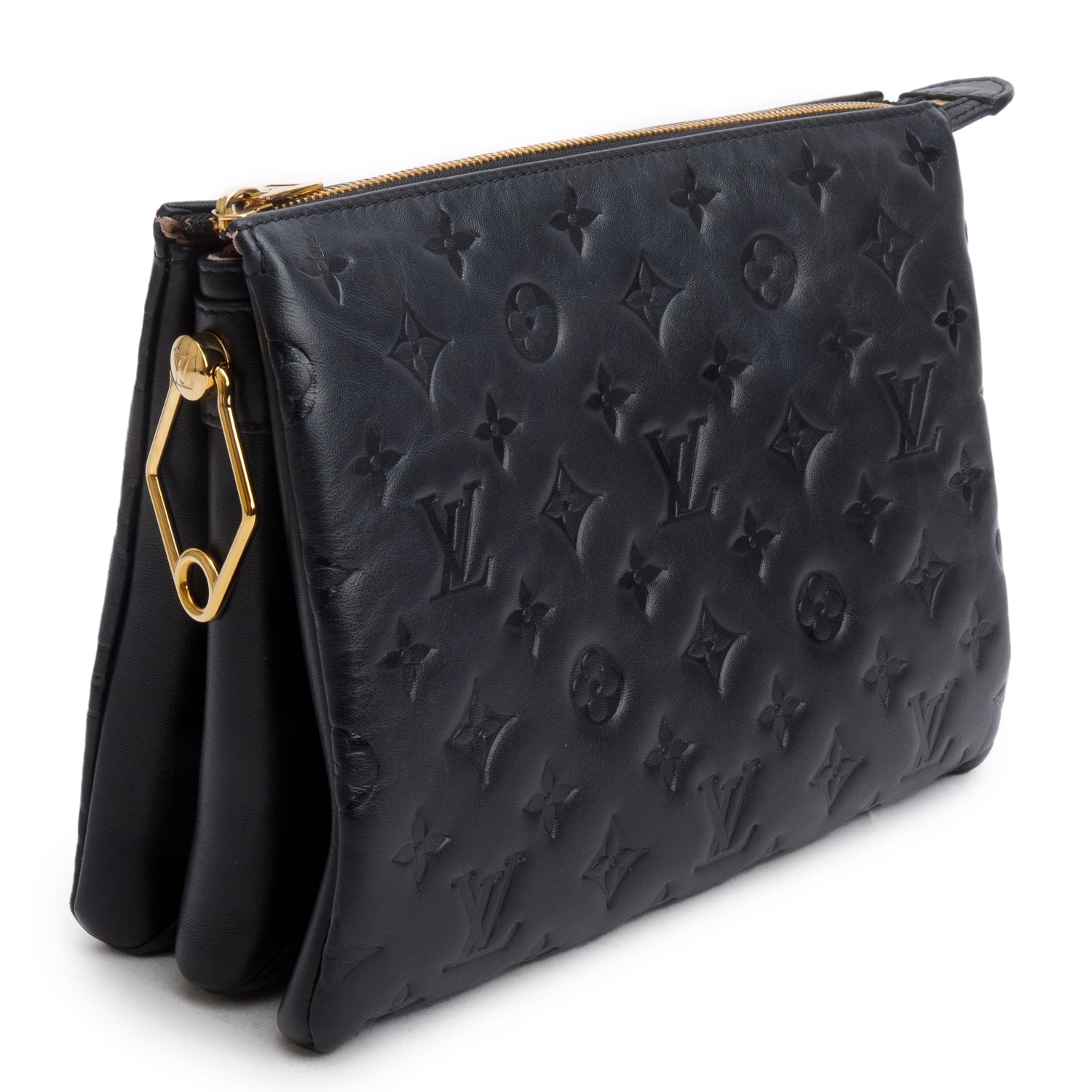 Louis Vuitton 2021 Black Monogram Embossed Lambskin Leather Coussin PM w/ Straps, Box & Receipt