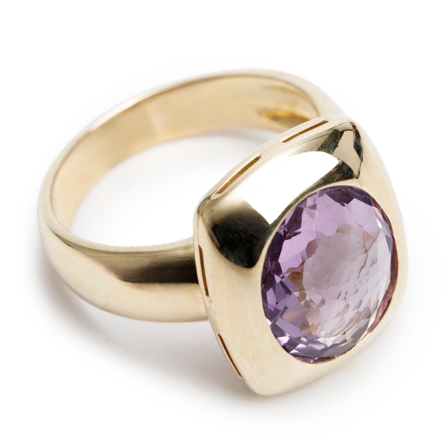 14k Yellow Gold Amethyst Ring, Size 7