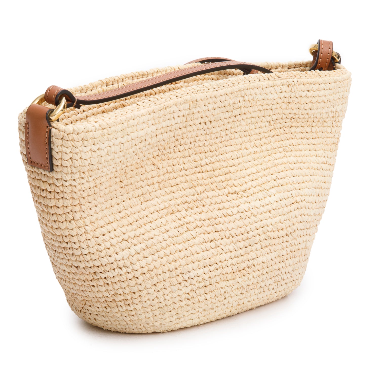 Loewe Neutral Raffia and Calfskin Slit Pochette Bag