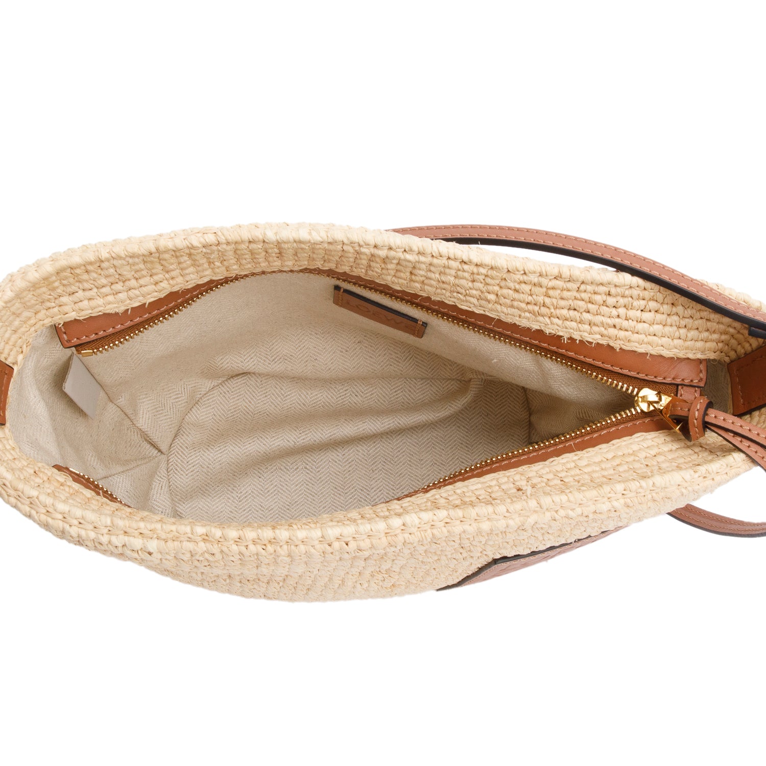 Loewe Neutral Raffia and Calfskin Slit Pochette Bag