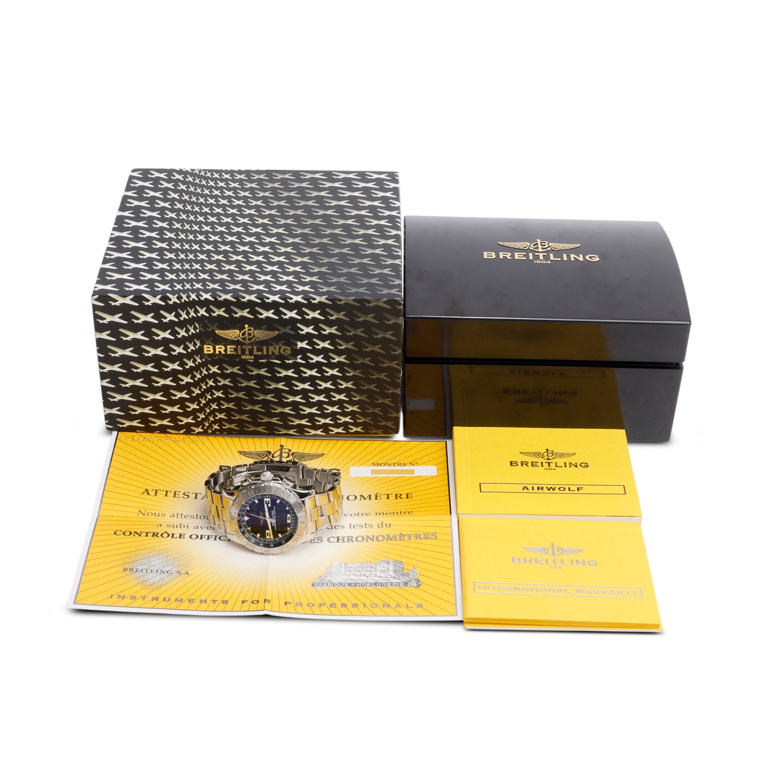 Breitling Stainless Steel Airwolf 43 MM Chronometer Quartz Watch A78363 w/ Box & Papers