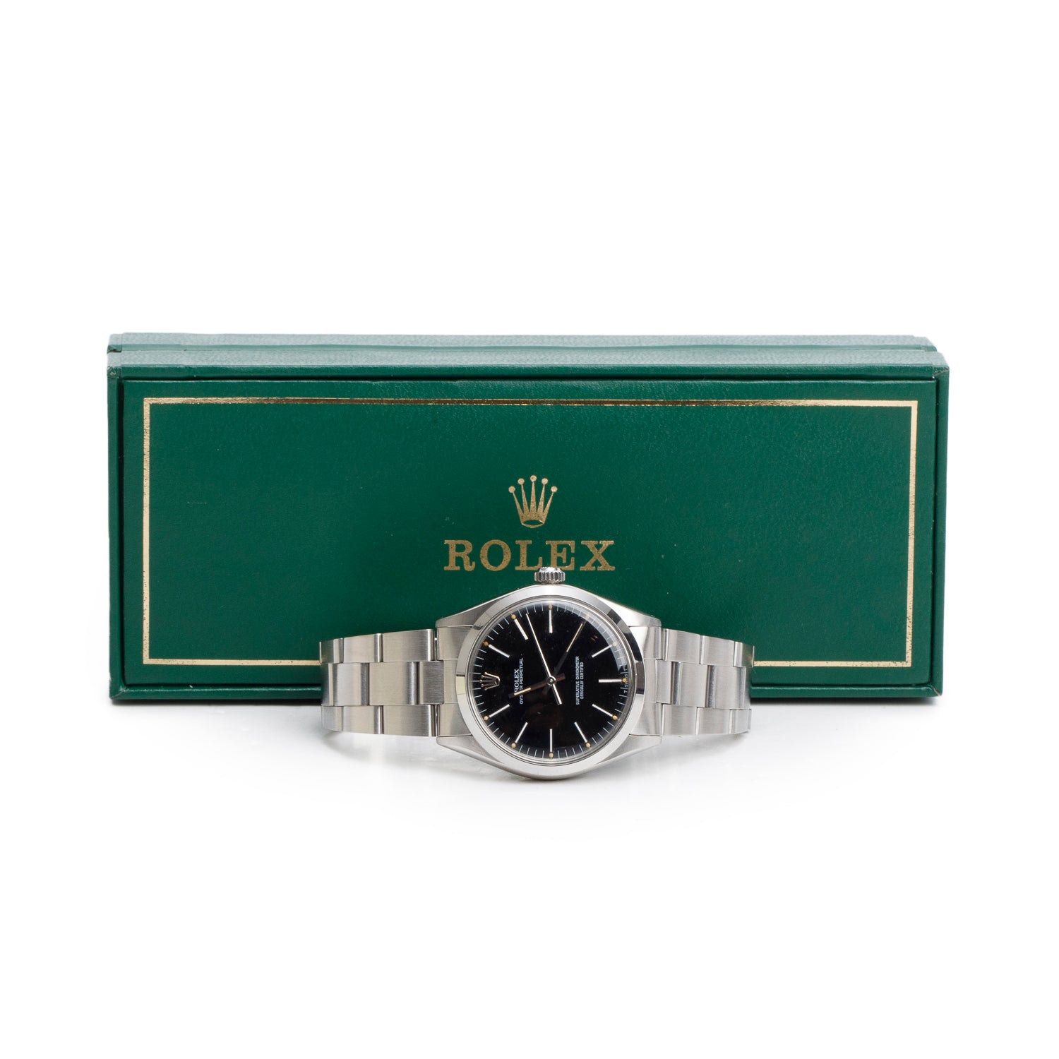 Rolex Stainless Steel Oyster Perpetual 34 MM Automatic Watch Black Dial 1002 w/ Box