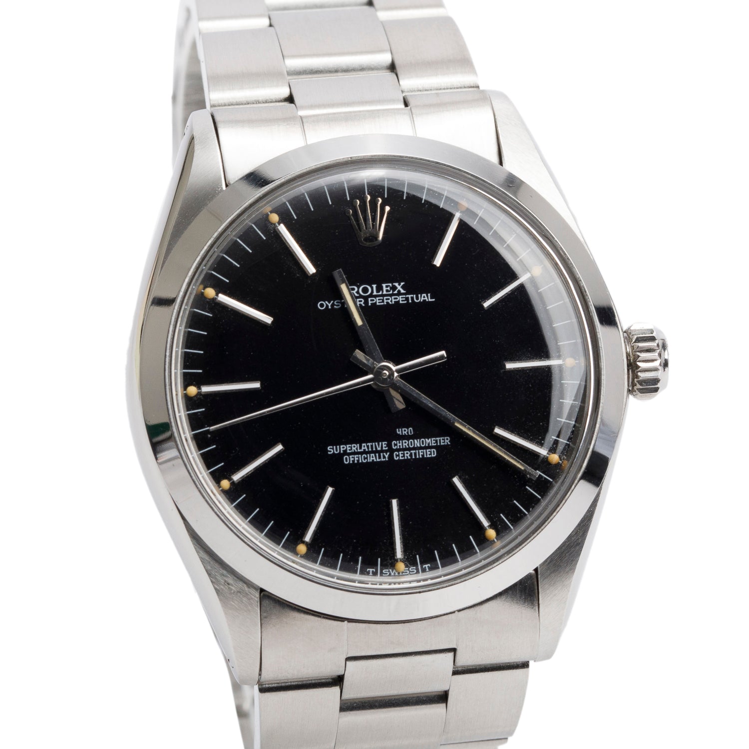 Rolex Stainless Steel Oyster Perpetual 34 MM Automatic Watch Black Dial 1002 w/ Box