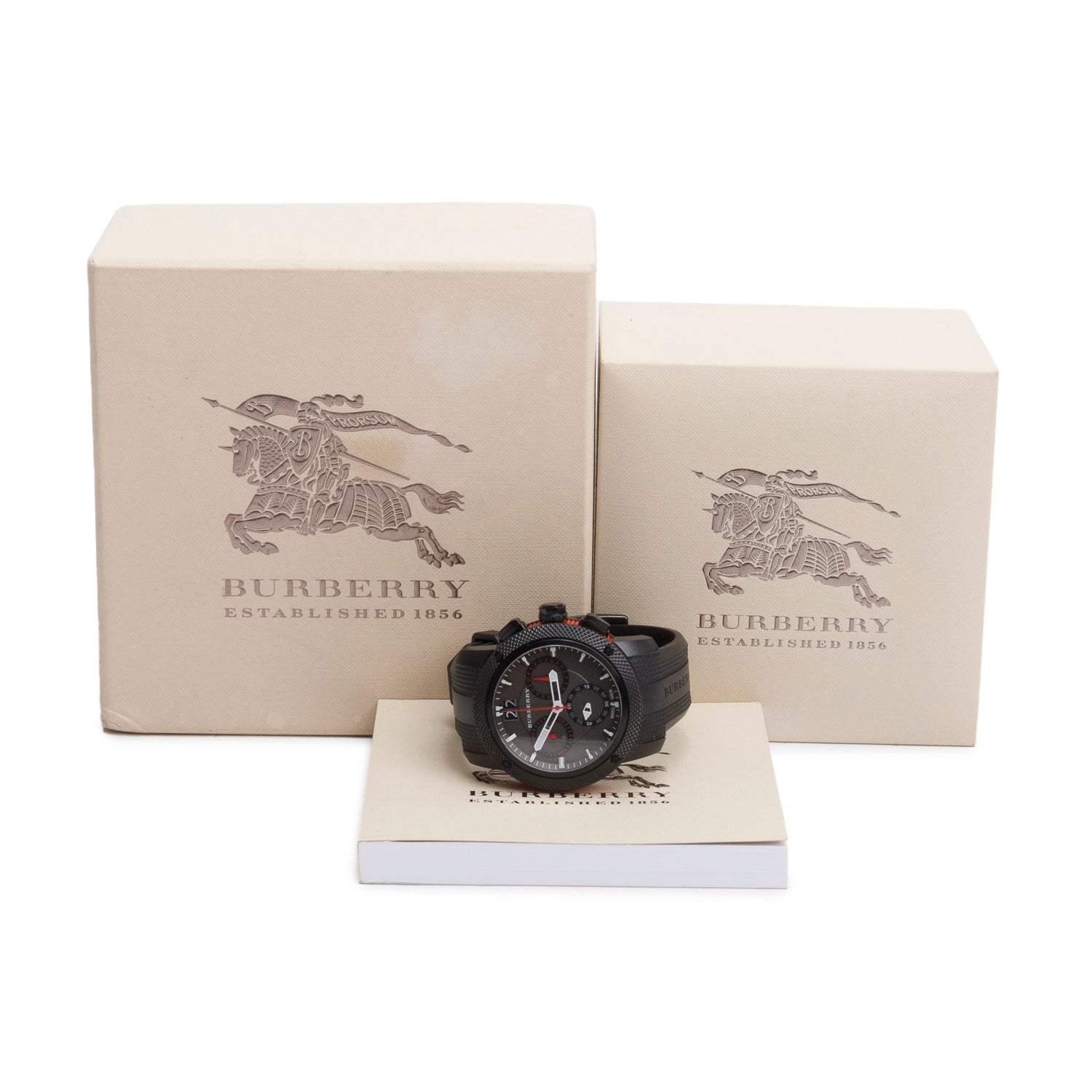Burberry Black Stainless Steel BU9802 The Endurance 45 MM Chronograph Quartz Watch Black Dial w/ Box