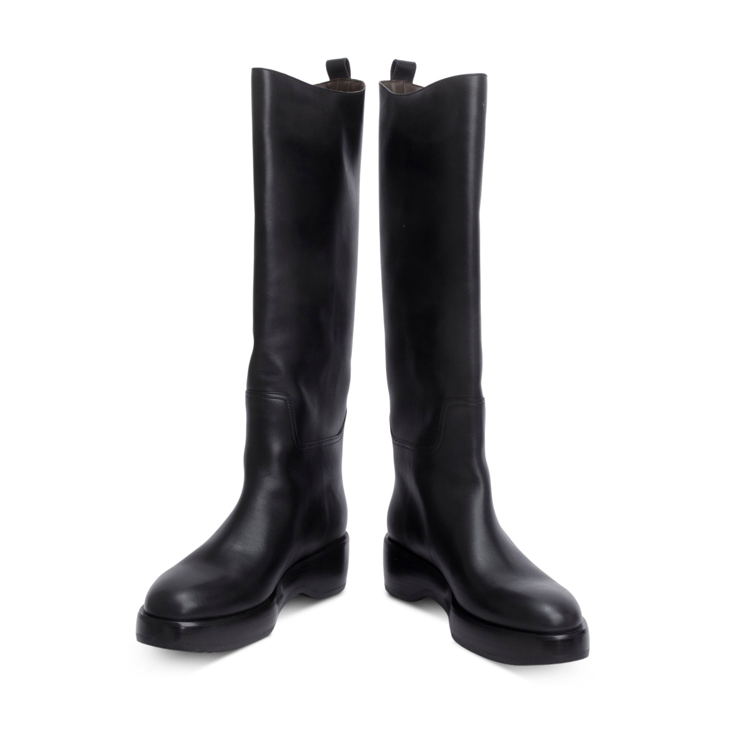 The Row Black Leather Motorbike Riding Boots, Size 38