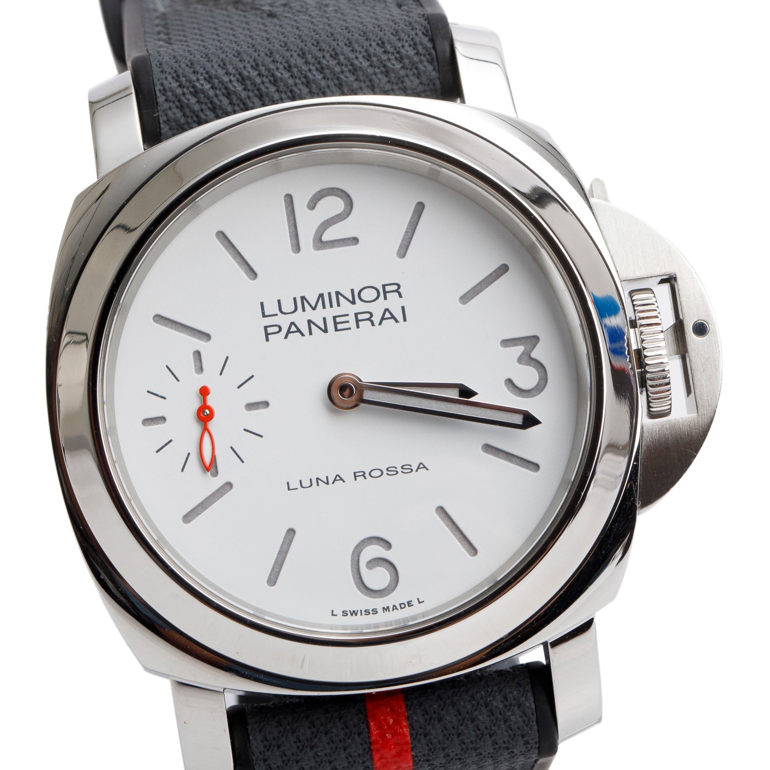 Panerai 2023 Limited Edition Stainless Steel Luminor Luna Rossa 44 MM Manual Watch White Dial PAM01342 w/ Box, Receipt & Extra Strap