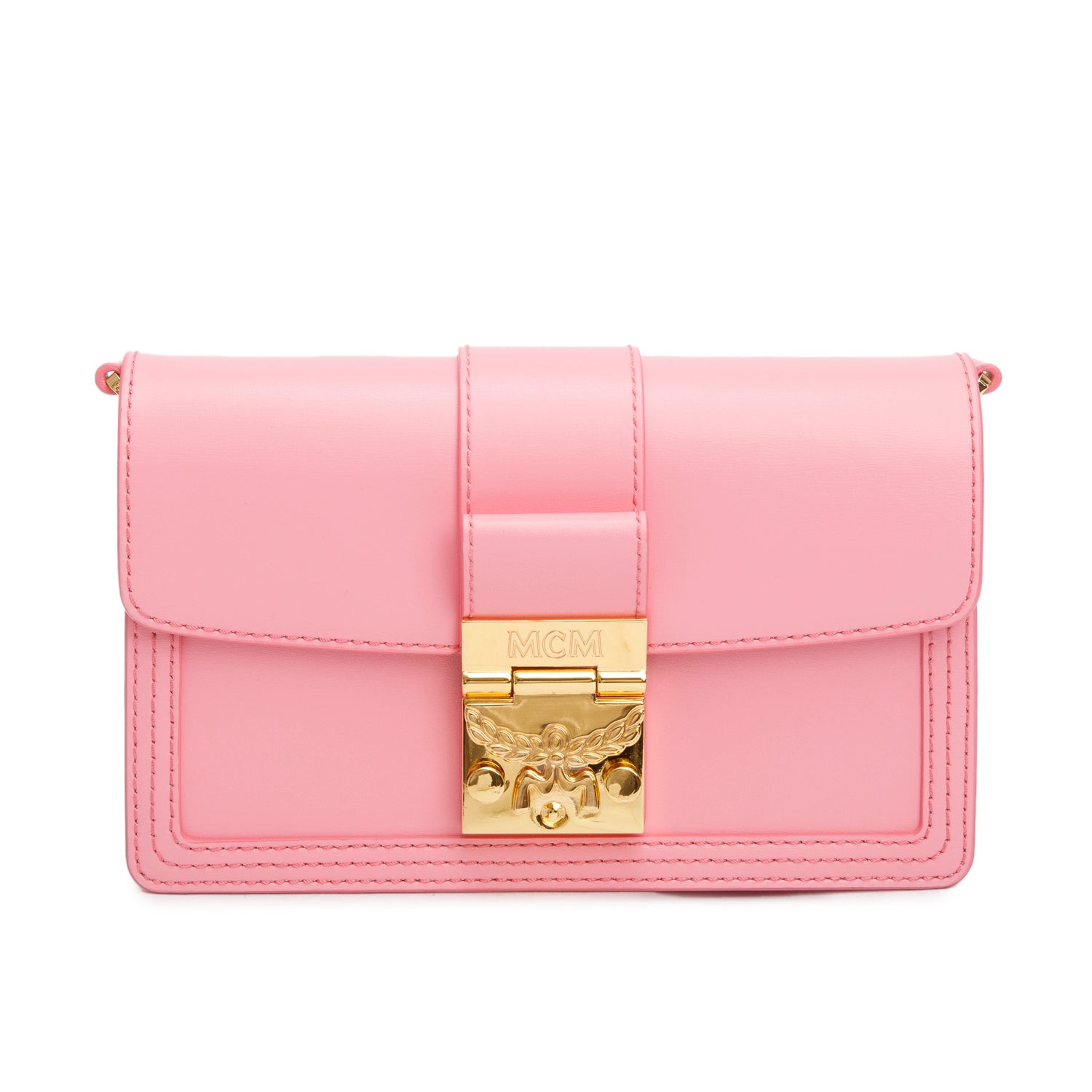 MCM Pink Leather Small Tracy Crossbody Wallet