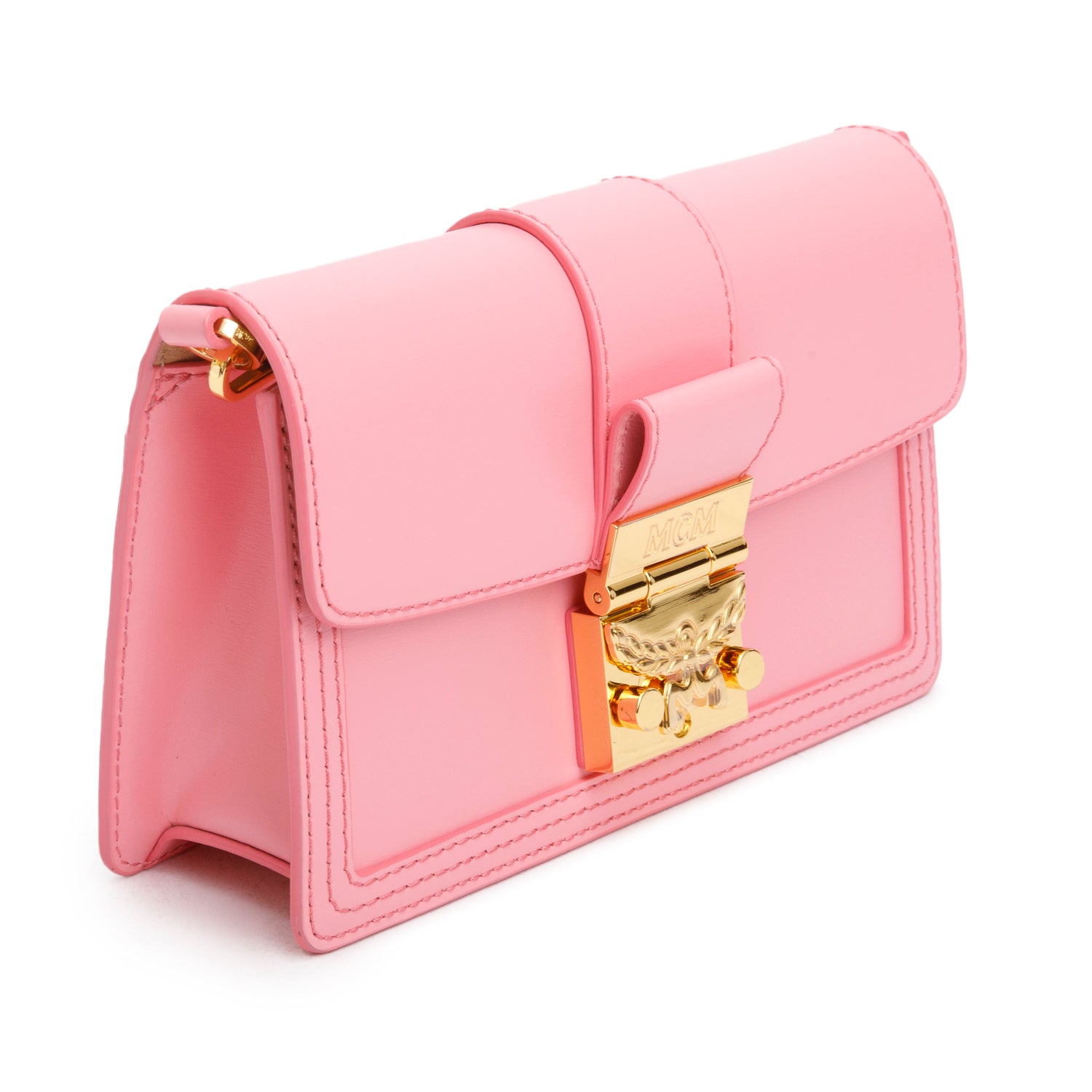 MCM Pink Leather Small Tracy Crossbody Wallet