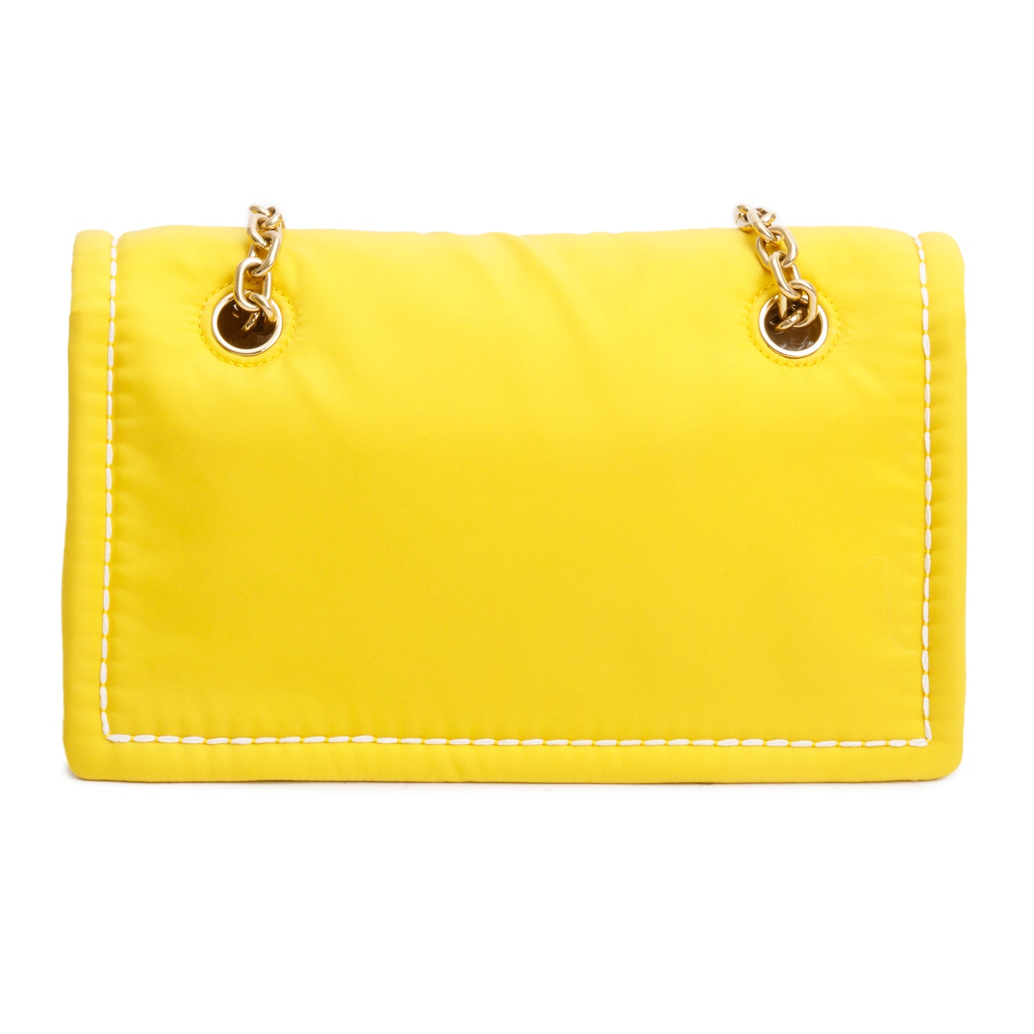 Prada Yellow Nylon Tessuto Chain Flap Bag w/ Authenticity Card