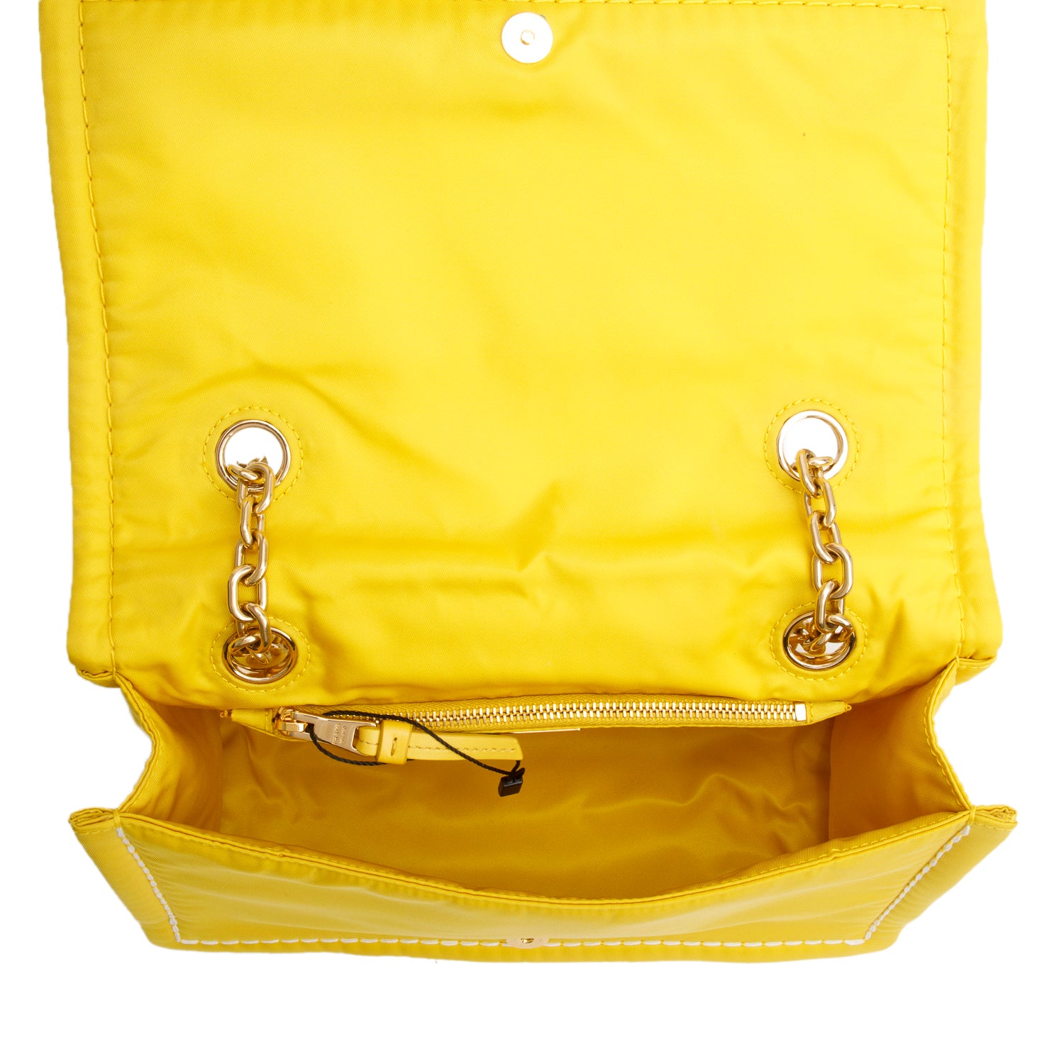 Prada Yellow Nylon Tessuto Chain Flap Bag w/ Authenticity Card