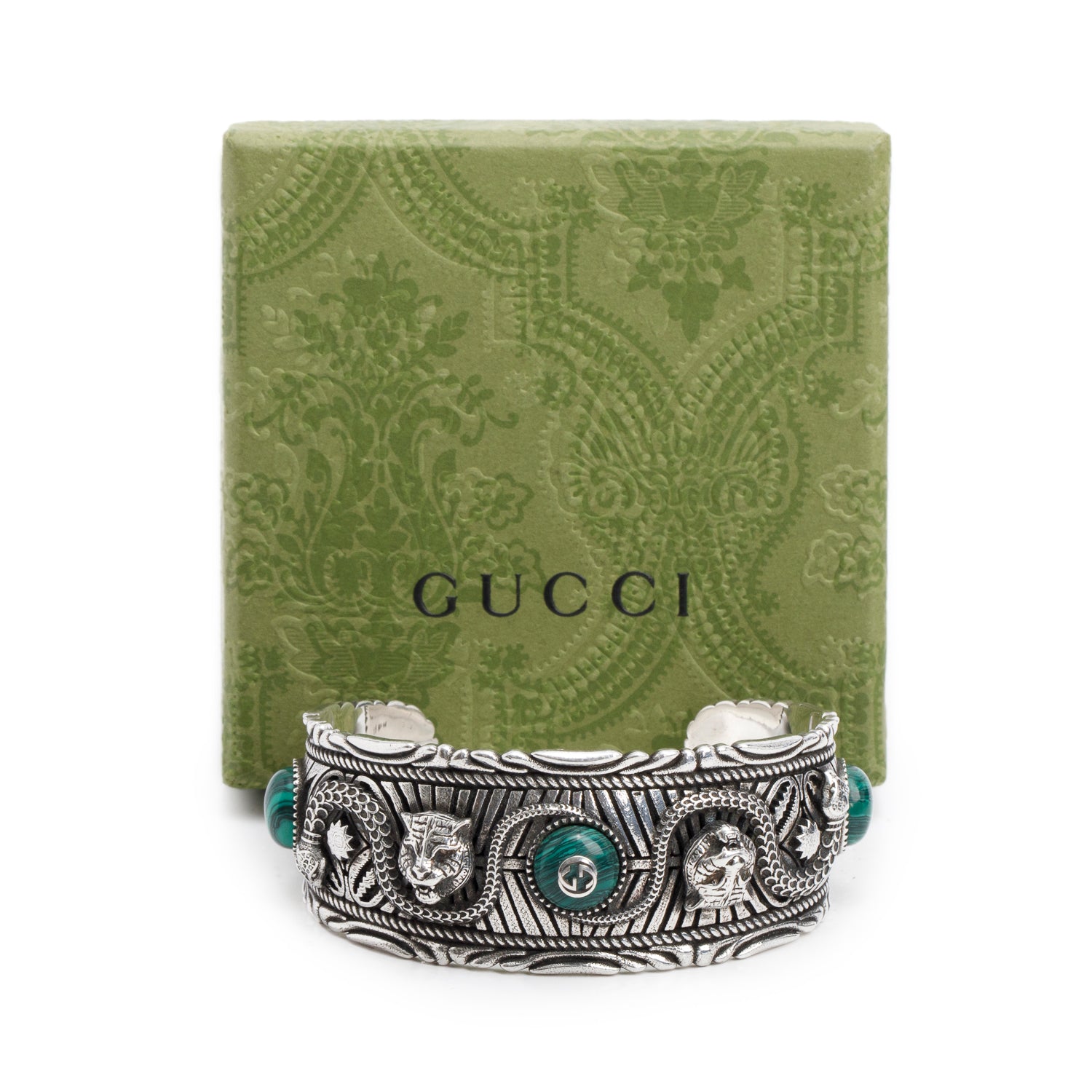 Gucci Sterling Silver Garden Feline Cuff Bracelet w/ Box