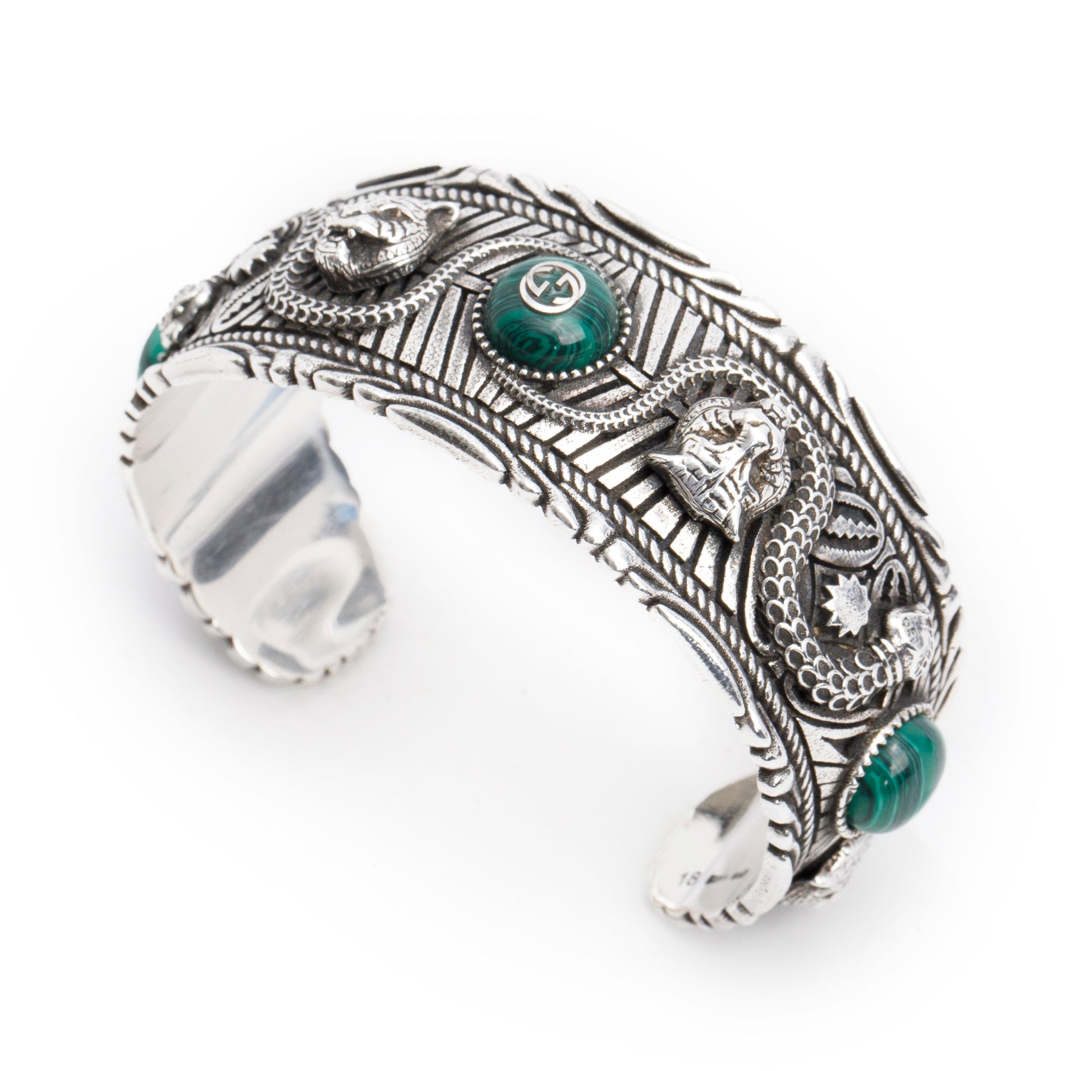 Gucci Sterling Silver Garden Feline Cuff Bracelet w/ Box